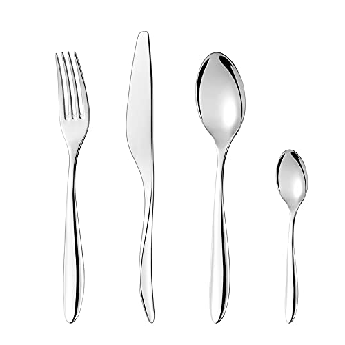 24-Piece Stainless Steel Silverware Set - Classic Restaurant Quality Cutlery for Wedding, Dining & Everyday Use - Durable & Elegant Tableware for Home, Parties & Special Occasions