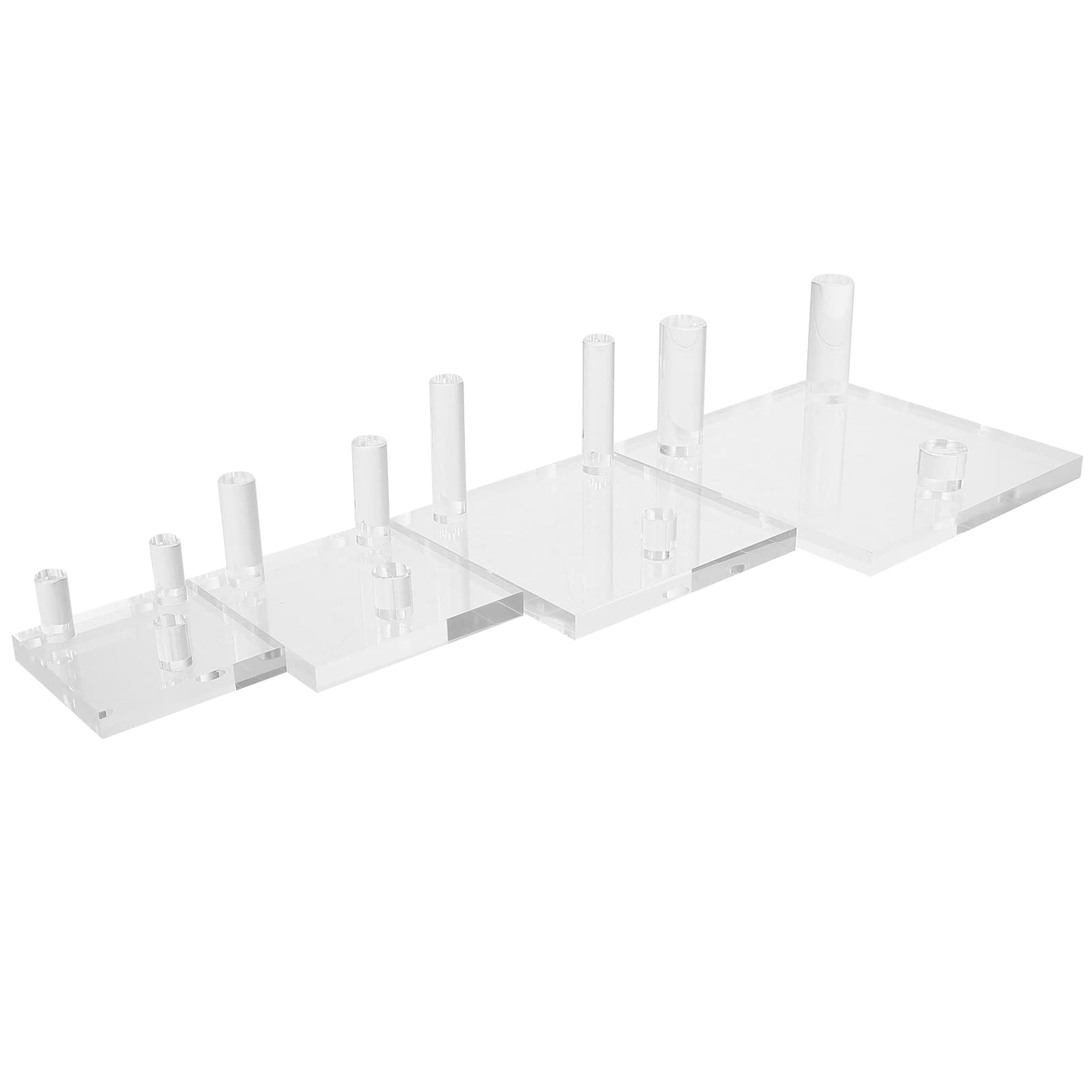 Scicalife 4-Piece Clear Acrylic Display Stands for Fossils, Geodes & Agates - 3-Peg Easel Holder for Mineral Specimens, Crystals & Collectibles - Perfect for Showcase, Home Decor & Gift Presentation