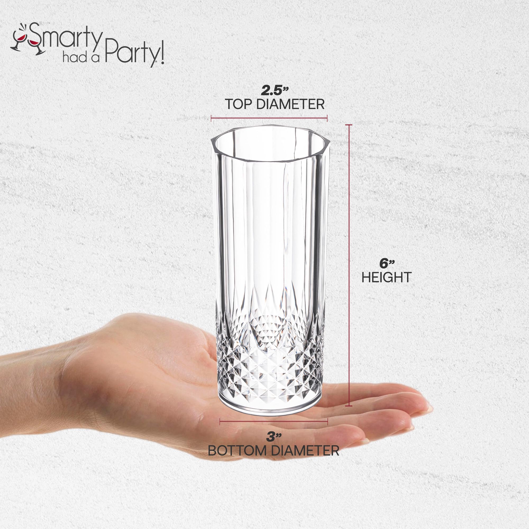 Smarty Had A Party 14 oz Unbreakable Plastic Wine Glasses - Pack of 48 Crystal Clear Drinkware for Cocktails, Weddings, Events & Parties - Durable Reusable Cups for Indoor/Outdoor Entertaining