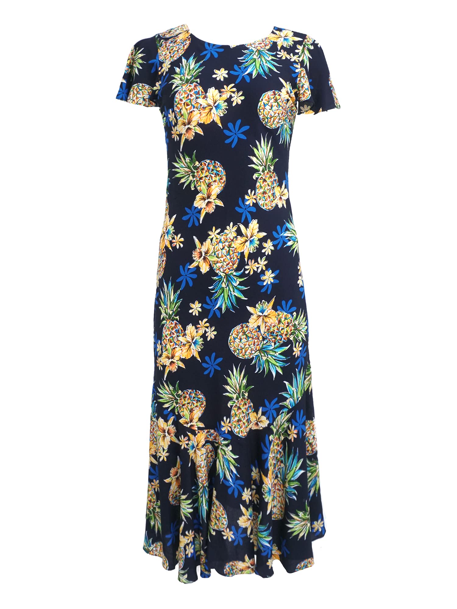 Women's Floral Rayon Hawaiian Long Dress - Lightweight & Comfortable Summer Beach Dress for Vacation, Party, and Casual Wear