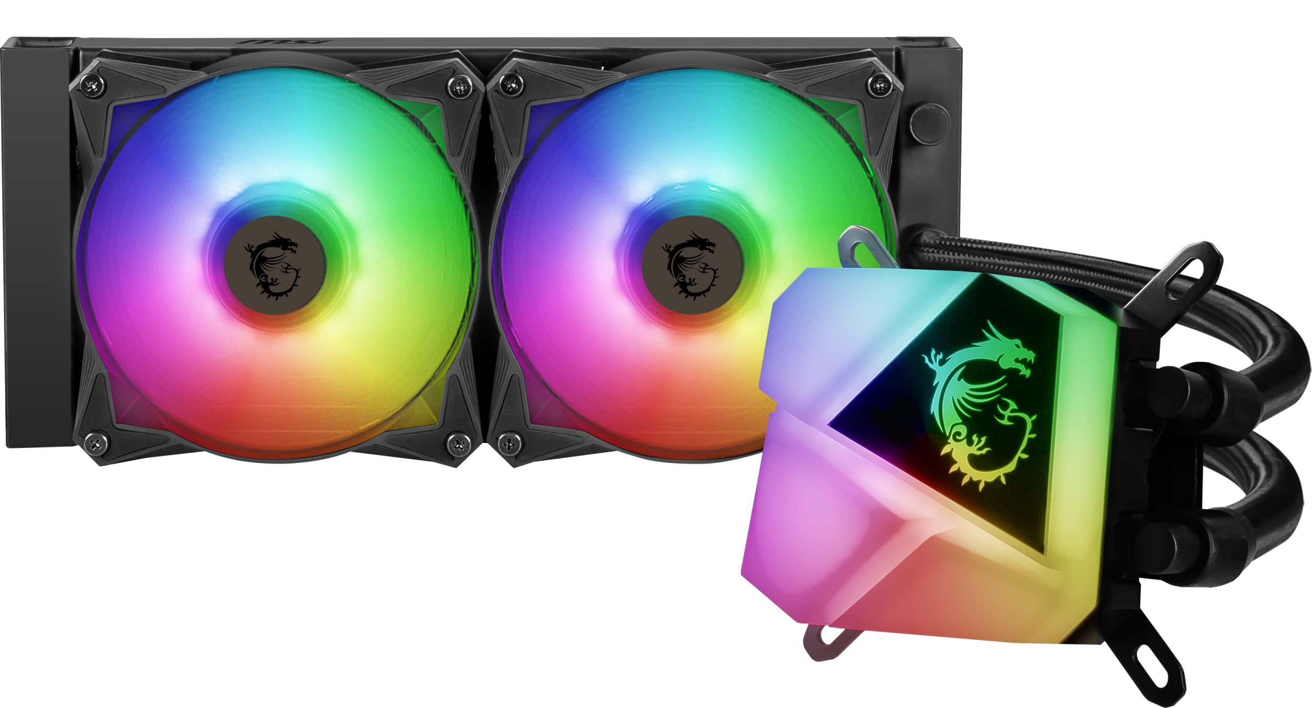 MSI MAG CoreLiquid C240 AIO RGB CPU Liquid Cooler - 240mm Radiator with Dual 120mm ARGB PWM Fans - High Performance Cooling for Gaming PCs & Workstations - Perfect for Overclocking and Silent Operation