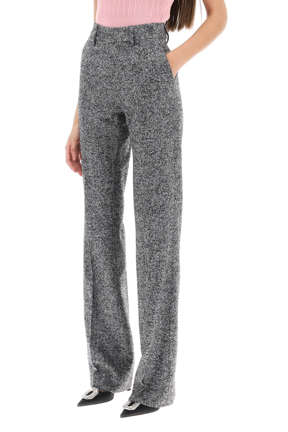 Alessandra Rich Herringbone Motif Pants - Stylish High-Waisted Trousers for Women | Perfect for Office Wear & Evening Outfits