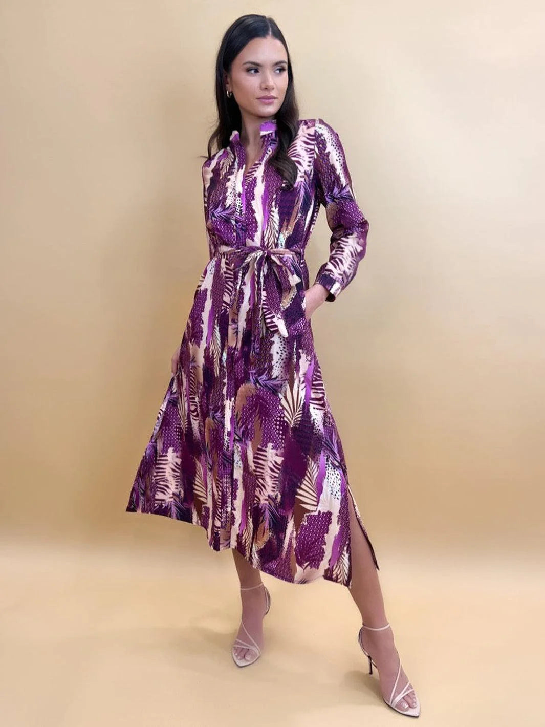 Elegant Capri Dress for Women - Purple & Beige Floral Print - Summer Casual & Beach Wear - Perfect for Vacations, Parties, and Outdoor Events