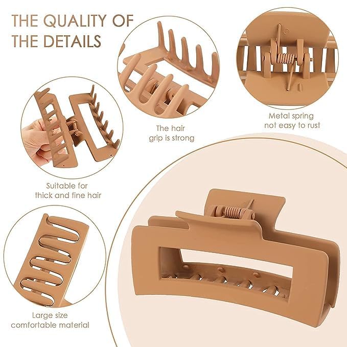 Rubela 5-Pack Large Hair Clips for Thick Hair - Strong Hair Claw Clips for Women & Girls - Perfect for Updos, Ponytails & Everyday Hairstyles