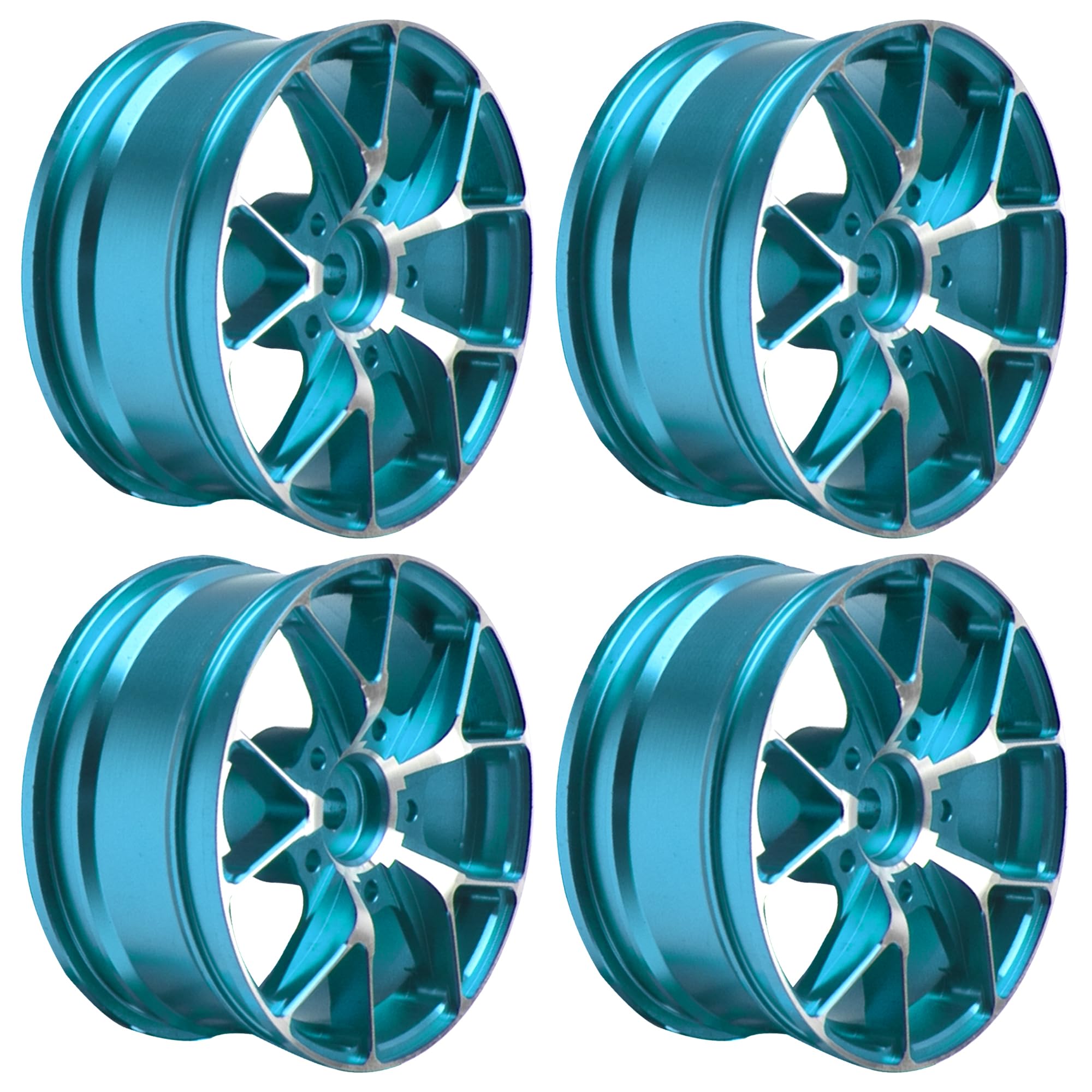 ShareGoo 12mm Hex Metal Wheel Rims for 1/10 RC Drift & On-Road Racing - Compatible with HSP, Tamiya, Kyosho, RedCat, Sakura, WLtoys - Universal Touring Car Rims (Blue) - Perfect for RC Drifting, Racing & Scale Model Displays