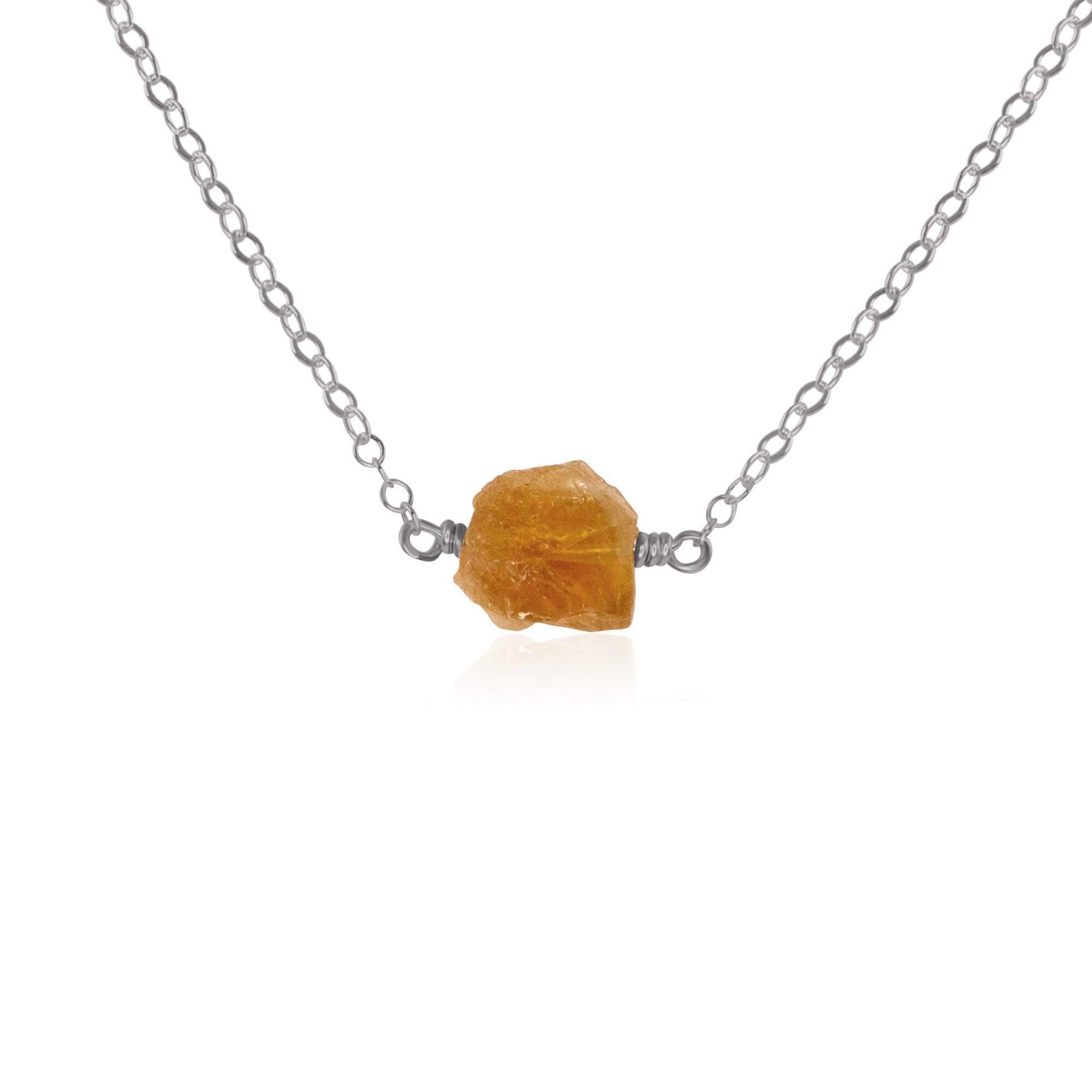 Natural Raw Citrine Crystal Nugget Necklace - Healing Stone Jewelry for Women, Chakra Balancing & Energy Cleansing | Perfect for Meditation, Yoga & Spiritual Gifts