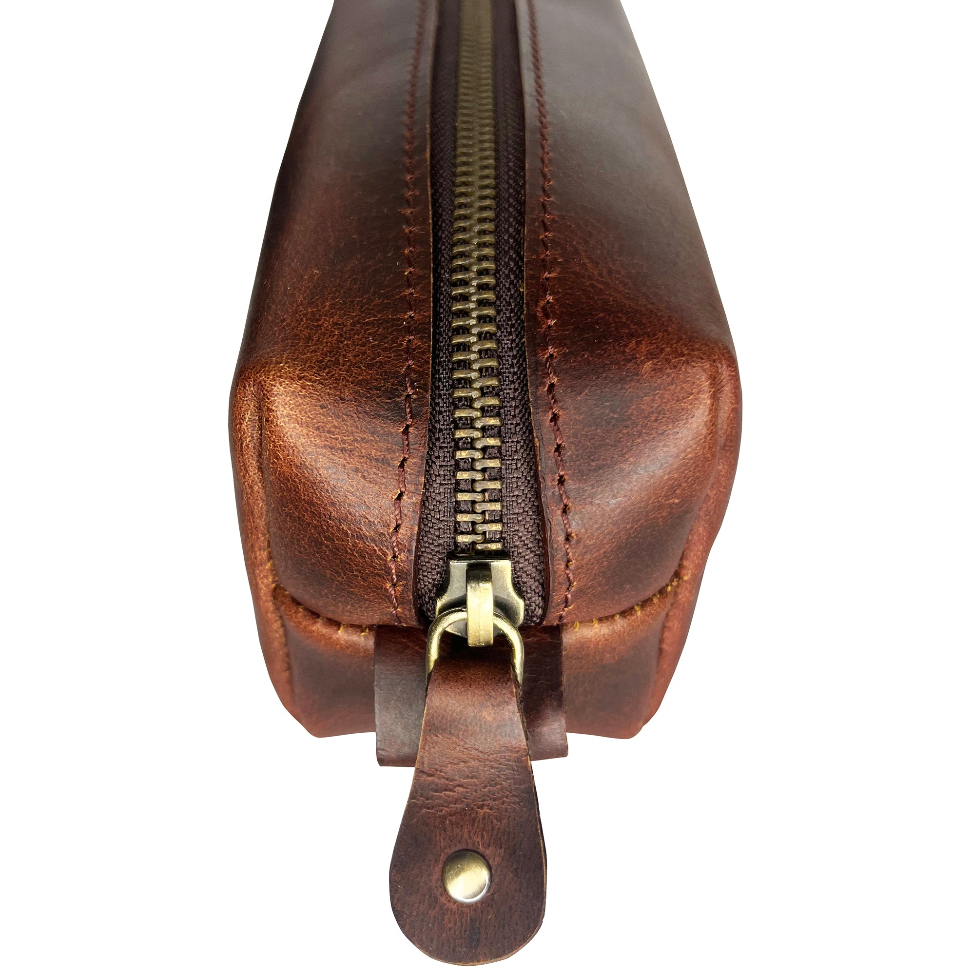 Premium Handcrafted Leather Pencil Case - Zippered Pen Pouch for School & Office (Walnut Brown) | Durable Writing Organizer for Students & Professionals