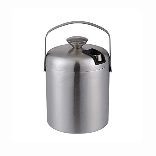 1.2L Double Walled Stainless Steel Ice Bucket with Lid & Tongs - Insulated Ice Cube Container for Cocktails, Beverages, and Party Serving