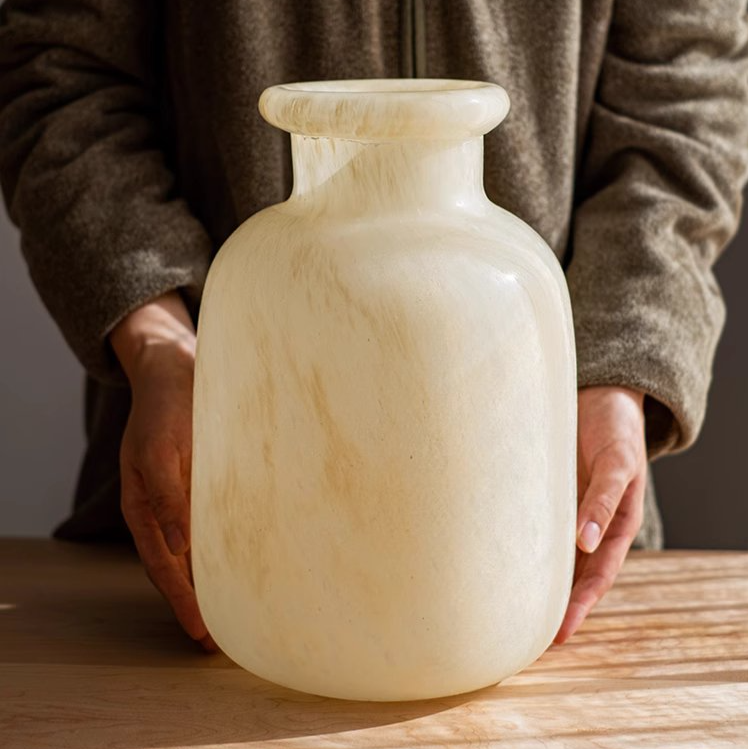 Large Matte Frosted Glass Vase - Modern Home Decor for Flowers, Centerpieces & Wedding Decorations - Perfect for Living Room, Dining Table & Event Styling