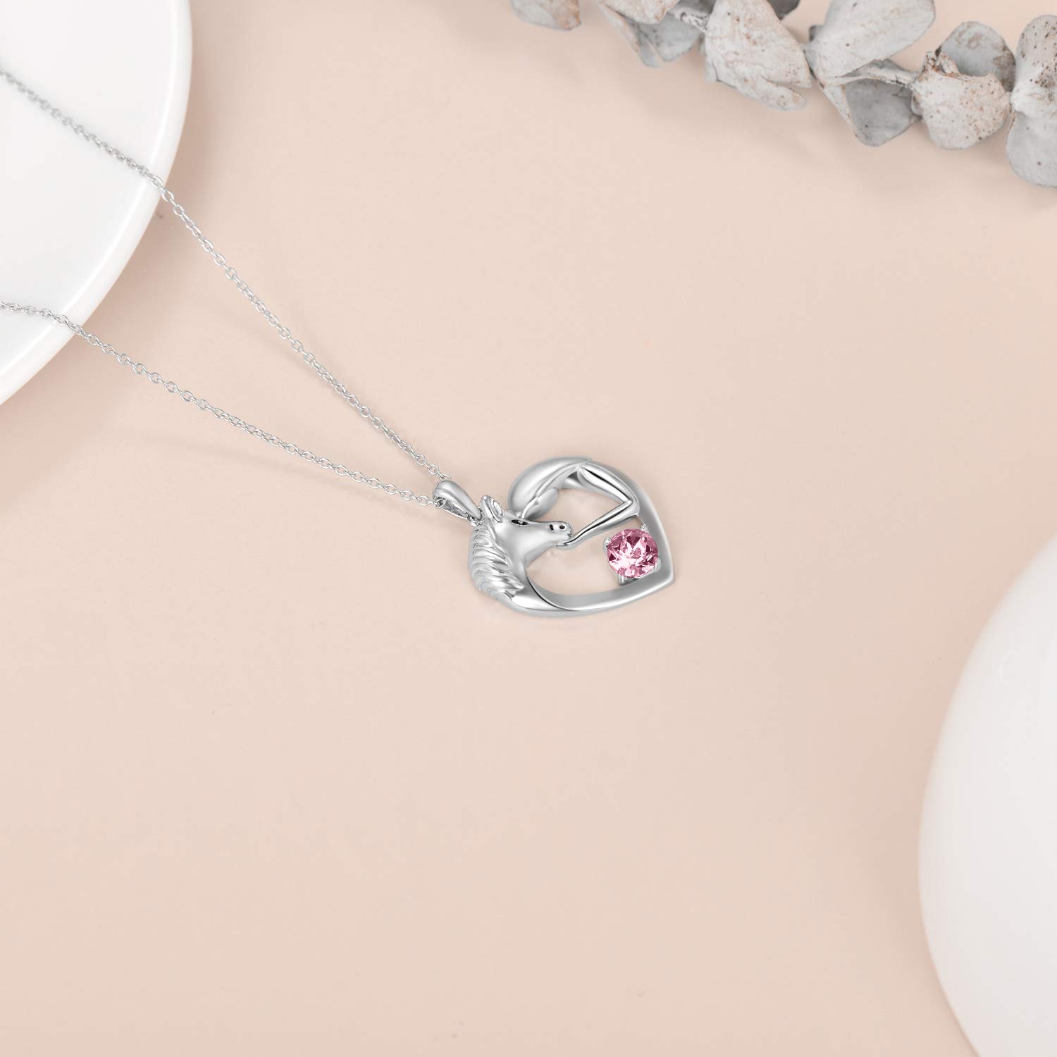 Sterling Silver Horse Necklace with Birthstone - Elegant Jewelry Gift for Women - Perfect for Equestrian Lovers & Special Occasions