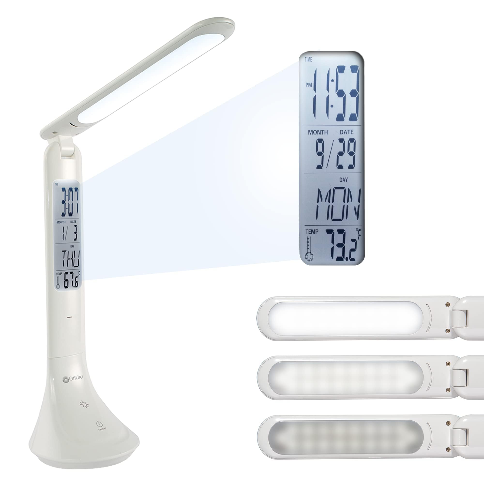 OttLite Travel LED Task Lamp with ClearSun LED Technology - Cordless, Rechargeable Desk Lamp with Digital Display & Touch Controls - Portable Reading Light for Home, Office, Dorm, Camping & Travel Use
