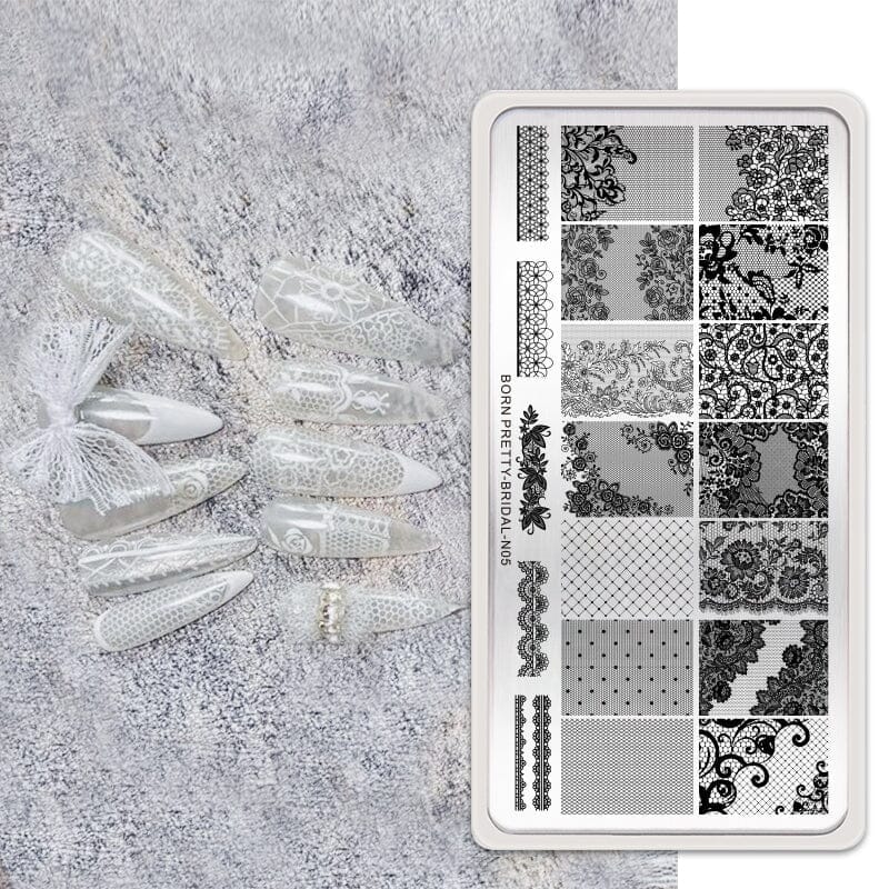 BRIDAL N05 Nail Stamping Plate - Floral Wedding Nail Art Design for DIY Manicure, Perfect for Bridal Showers, Weddings & Special Occasions