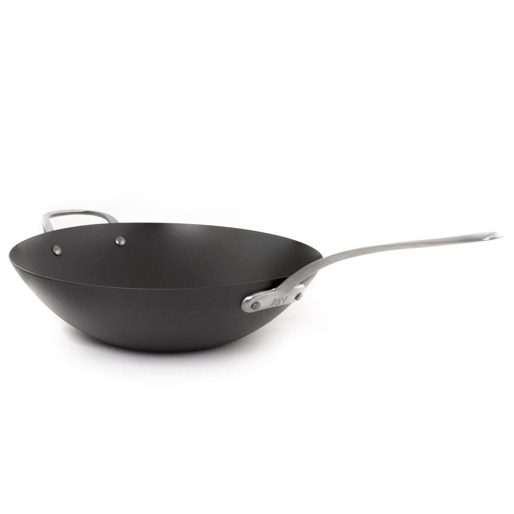 ICON Carbon Steel Wok Pan - 14 Inch Induction Safe, Oven & Dishwasher Safe Cookware for Stir-Frying, Sautéing & Deep Frying - Perfect for Asian Cuisine & Professional Kitchens