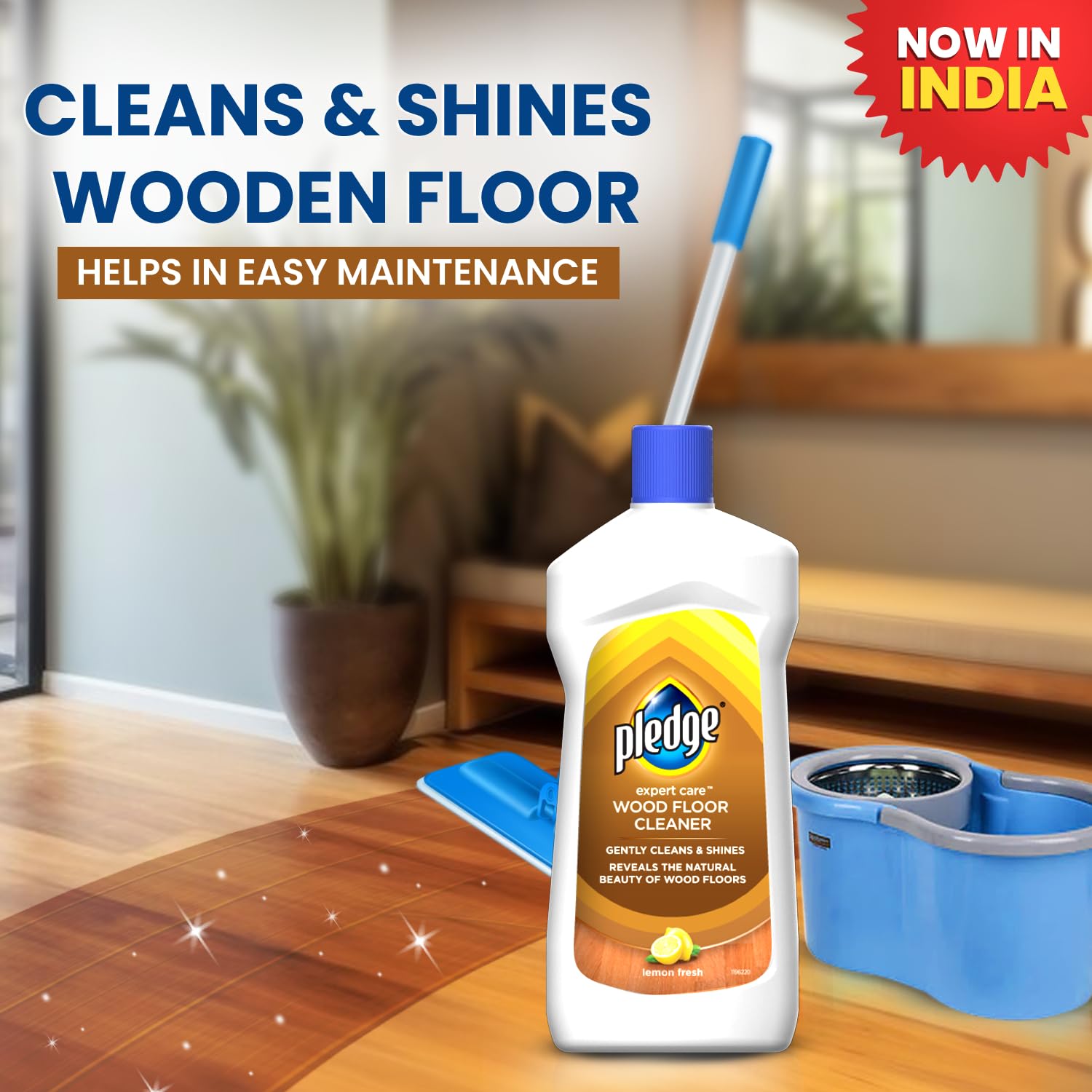 Pledge Expert Care Wood Floor Cleaner - Gently Cleans & Shines Hardwood Floors (16oz, Lemon Fresh Scent) - Safe for Daily Use in Homes & Offices