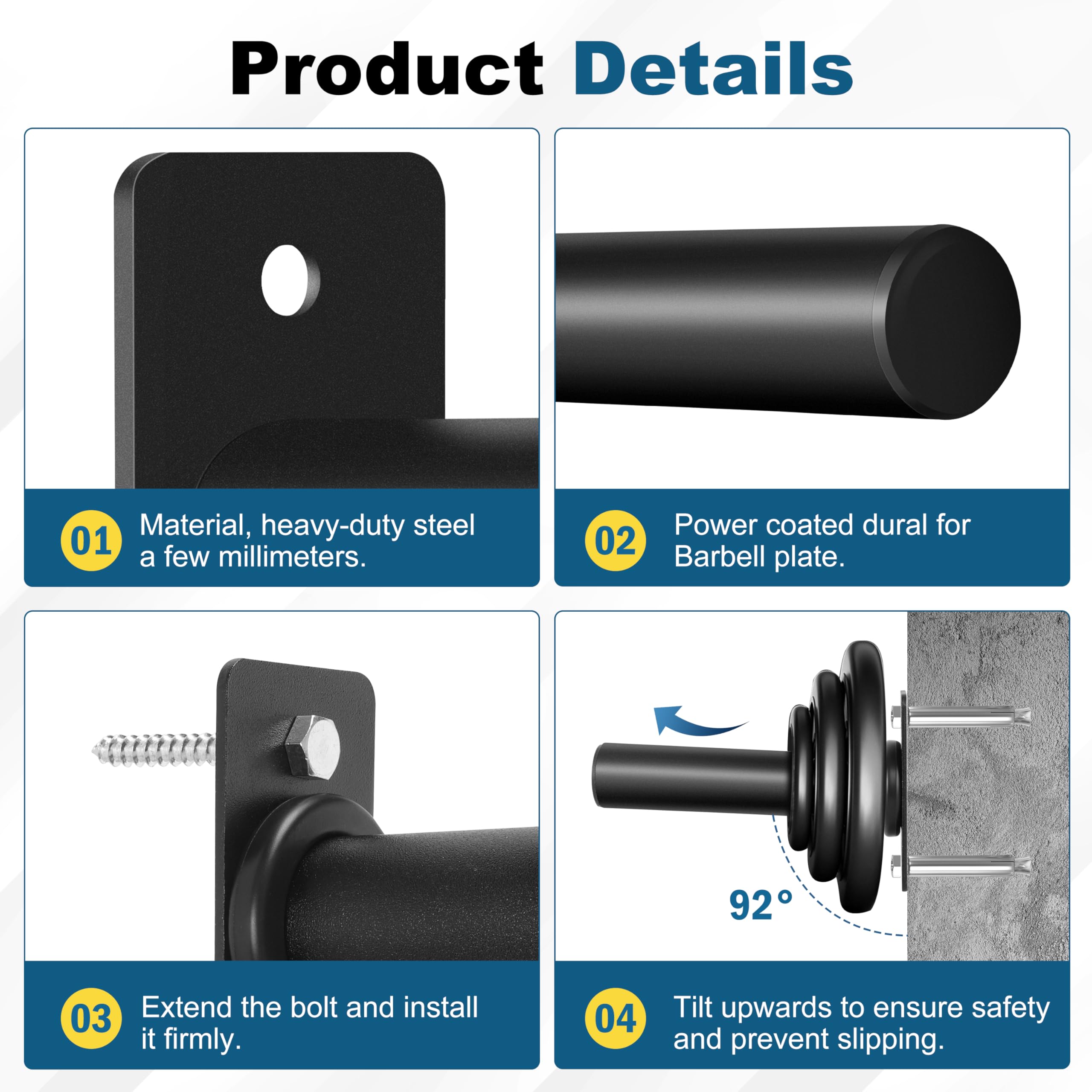 Wall Mounted Weight Plate Holder - Olympic Weight Plate Storage Rack for Home Gym Organization | Perfect for Garage Gym, CrossFit & Strength Training