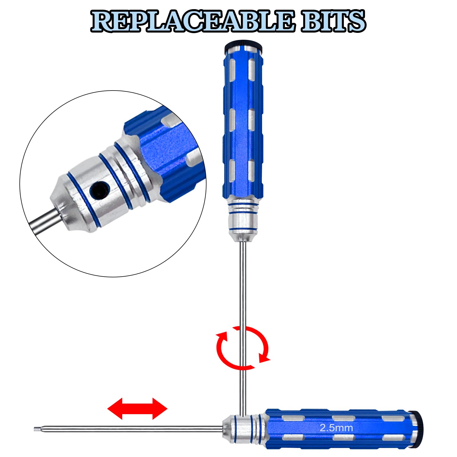 Premium RC Tool Kit - 1.5mm 2.0mm 2.5mm 3.0mm Hex Allen Screwdriver Set for RC Car, Boat, Drone & Helicopter Repair - Durable Blue Handle Tools for Hobbyists & DIY Enthusiasts - Perfect for Maintenance, Upgrades & Field Repairs