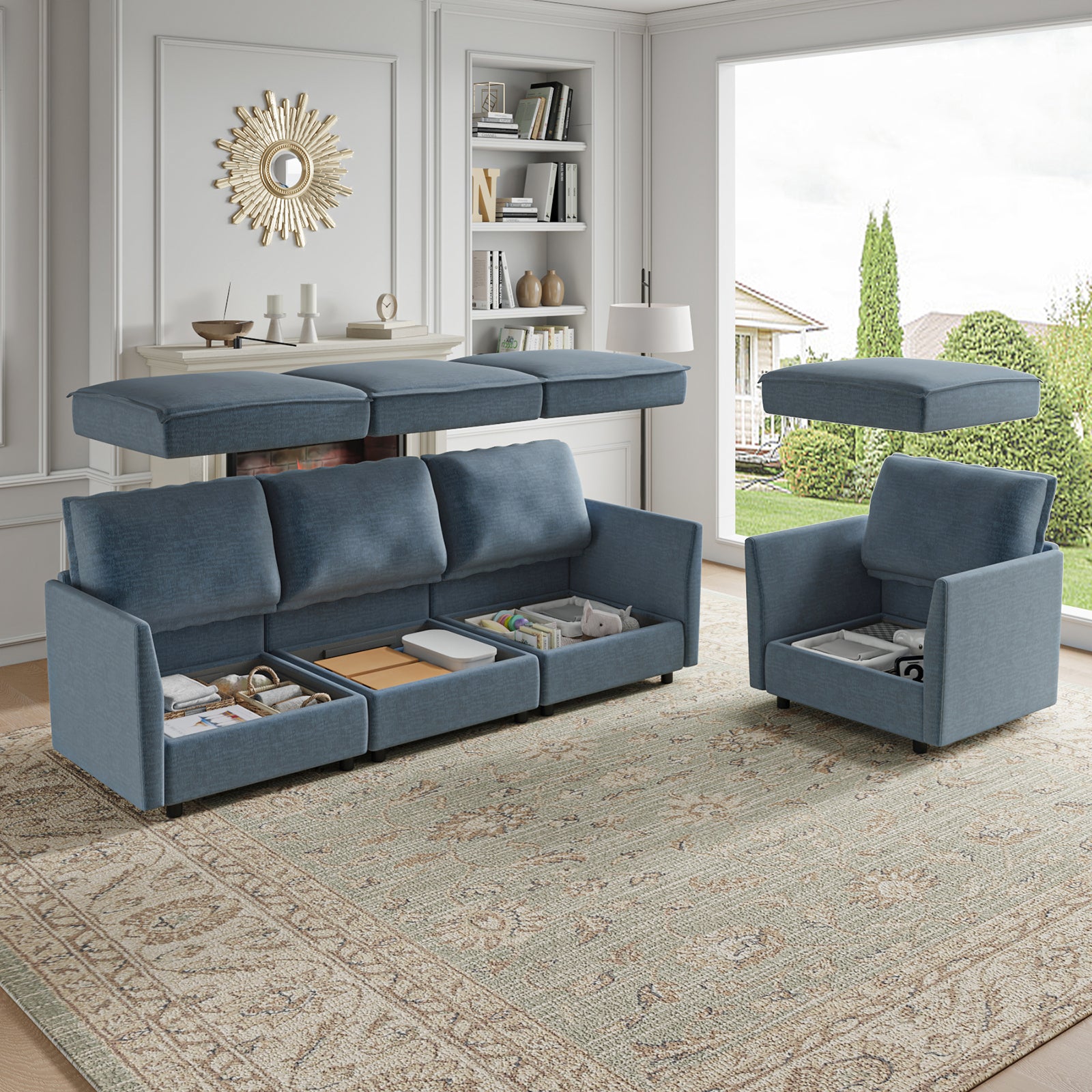 Harmetrix Oversized Soft Sectional Couch with Storage | Modern L-Shaped Sofa Bed with Hidden Compartment | Perfect for Living Room, Family Room & Small Spaces