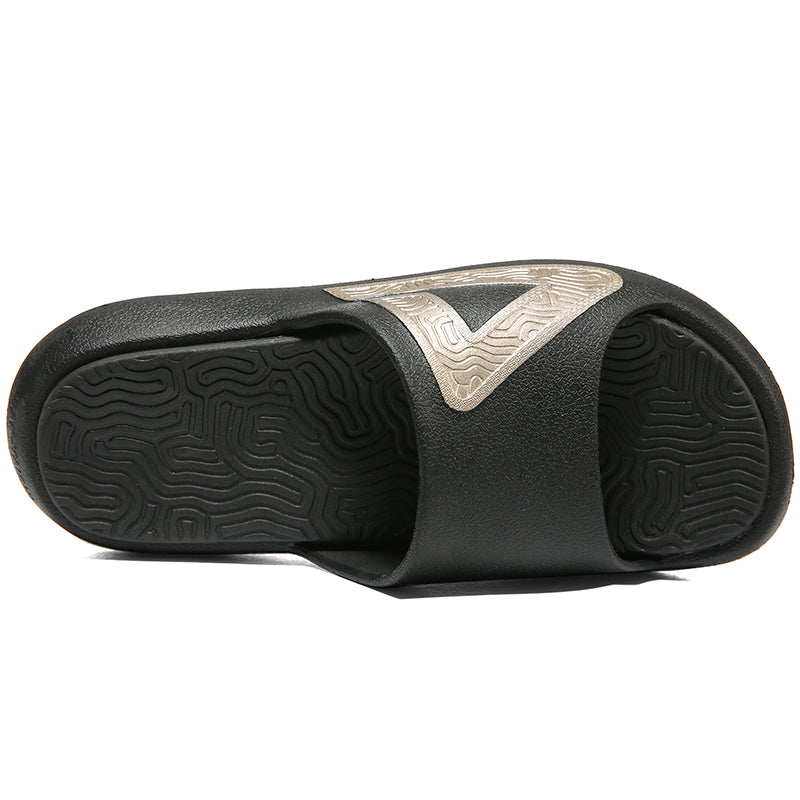 PEAK Men's Taichi Slides 1.0 - Comfortable Lightweight Sandals for Men, Black/Gold Color - Perfect for Gym, Pool, Beach & Casual Wear