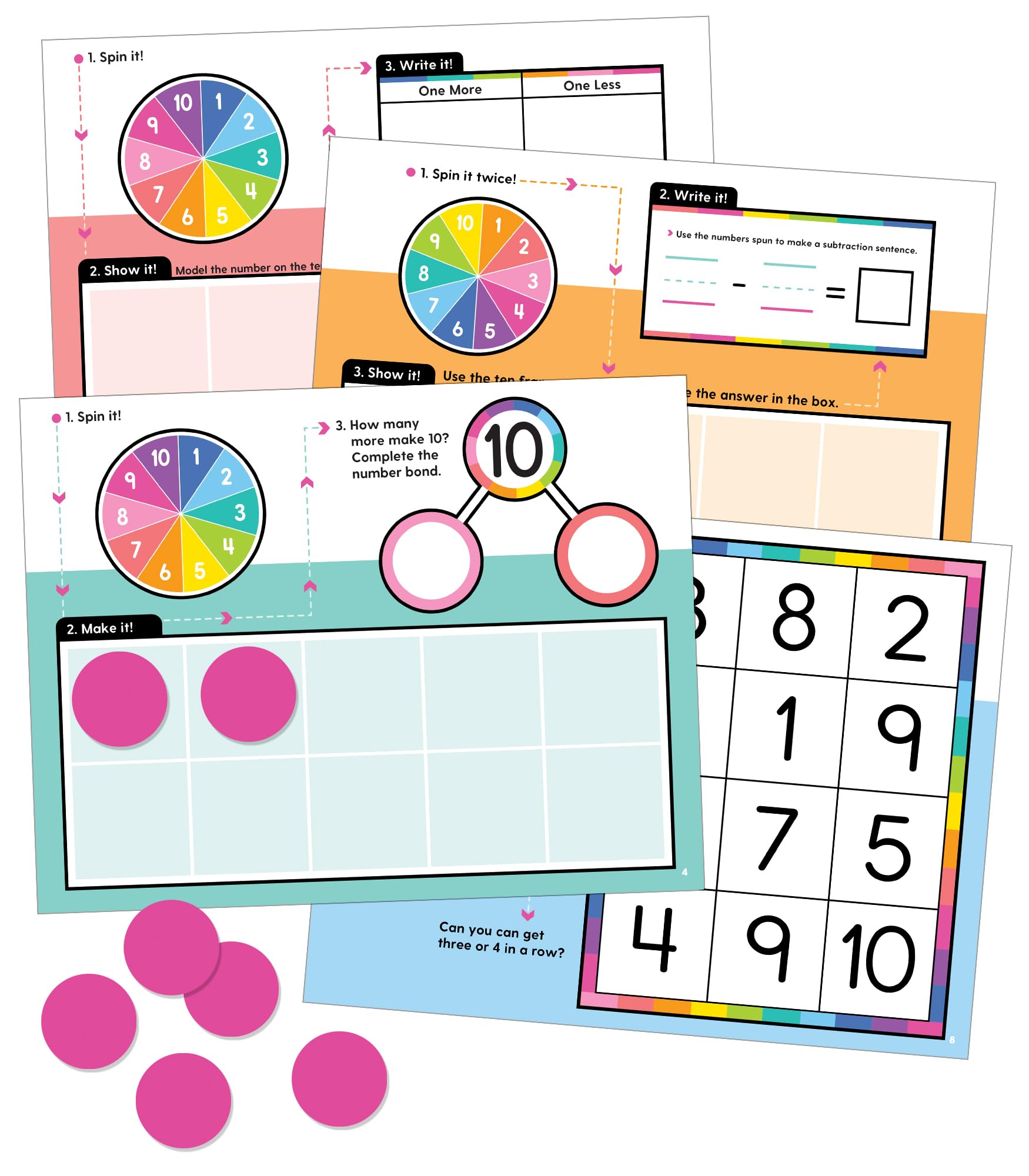 Carson Dellosa 22-Piece Ten Frame Edu-Clings Set - Dry Erase Math Mats, Silicone Addition & Subtraction Manipulatives - Place Value Learning Games for Kids - Perfect for Classroom & Homeschool Math Activities