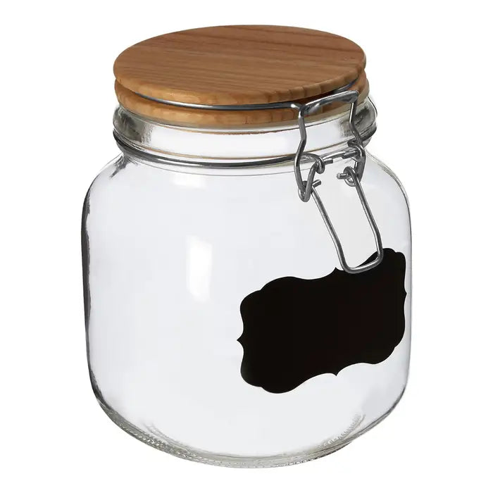 Chalkboard Label Storage Jar with Lid - Airtight Kitchen Canister for Flour, Sugar, Coffee & Spices - Perfect for Pantry Organization & Home Decor