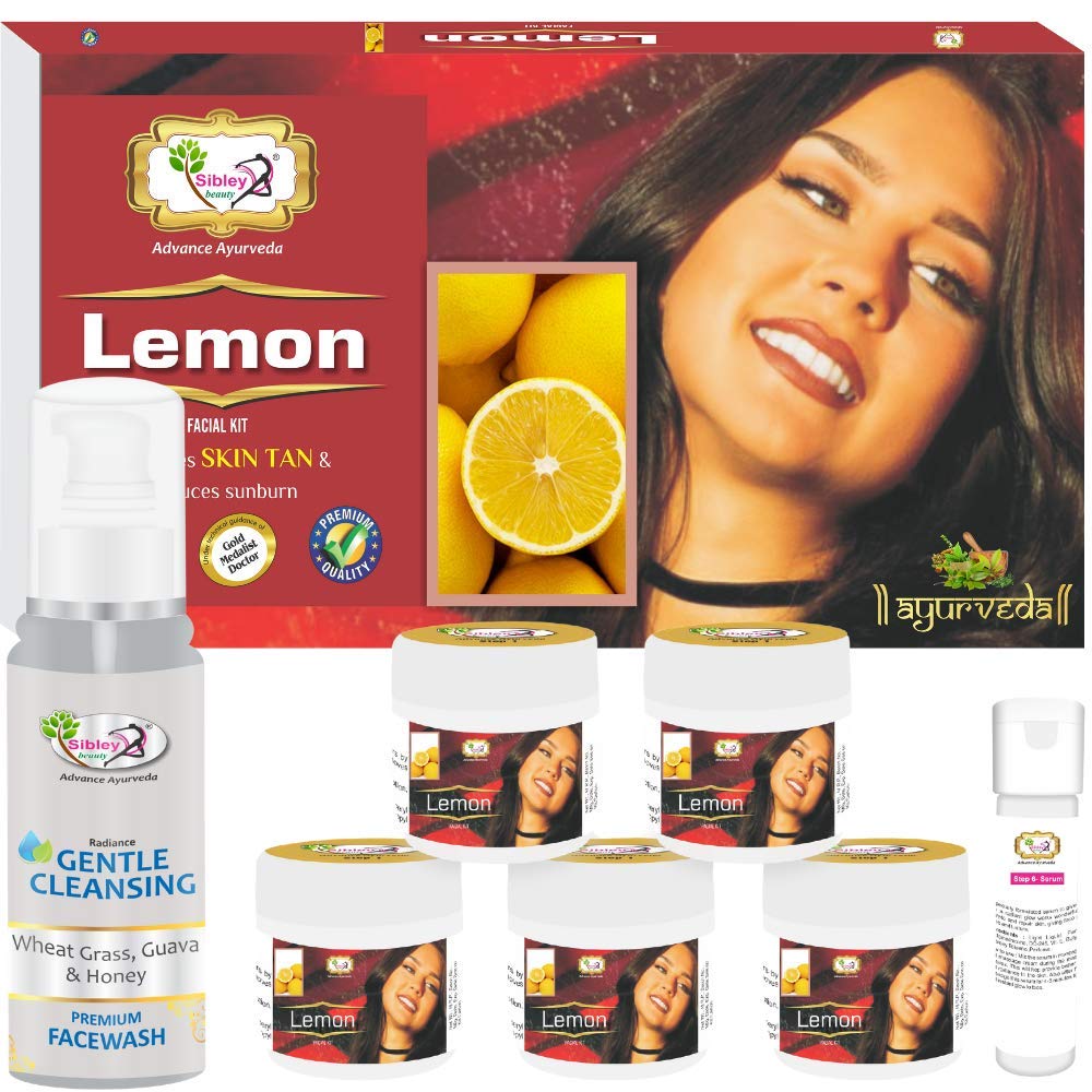 Sibley Beauty Lemon Anti-Aging Facial Kit (155g + 10ml) with Gentle Cleansing Face Wash (100ml) - Brightening & Glow Facial Treatment for All Skin Types | Perfect for Daily Skincare Routine & Gift Sets