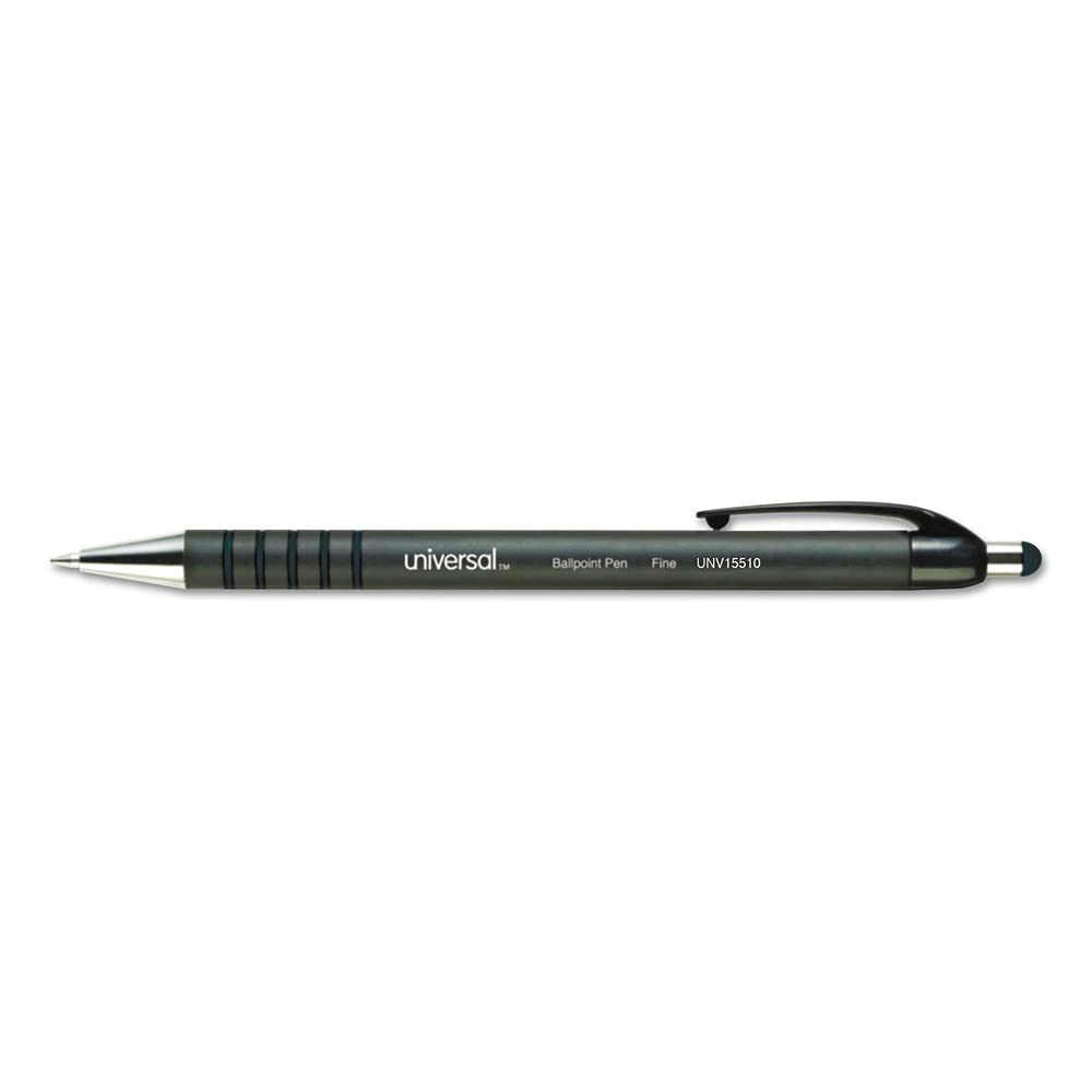 UNV15510 1mm Black Retractable Ballpoint Pens - Medium Point, Smooth Writing (Pack of 12) - Perfect for Office, School & Everyday Use