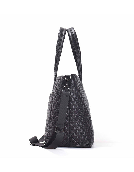 Tosca MET980 Metro Quilted 15 Inch Laptop Tote Bag for Women - Stylish Work Bag with Padded Laptop Compartment - Perfect for Office, Business Travel & Daily Commute - Black