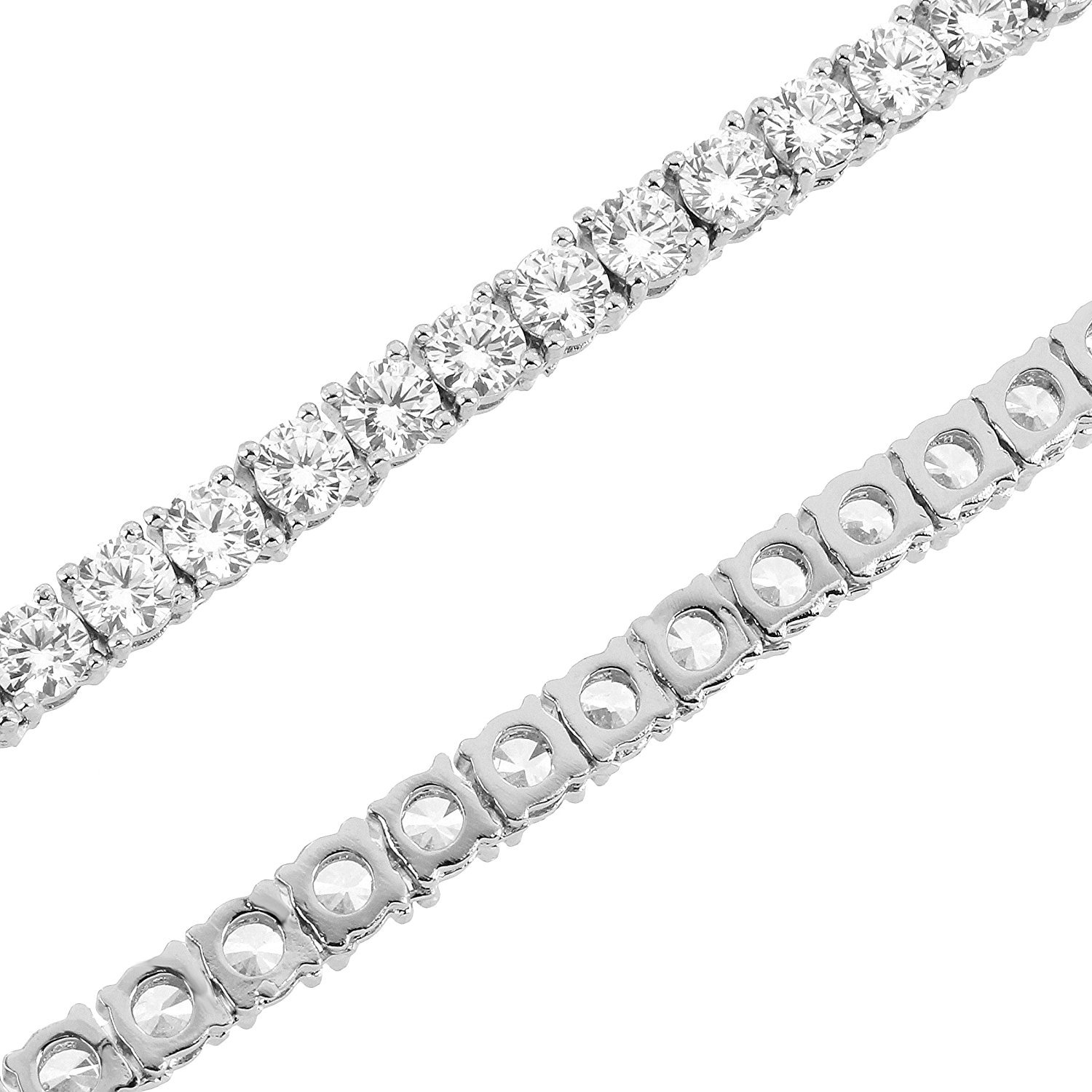 4mm Real 925 Sterling Silver Men's Tennis Chain with Iced Out Cubic Zirconia Catholic Cross Pendant - Durable Jewelry for Everyday Wear & Special Occasions