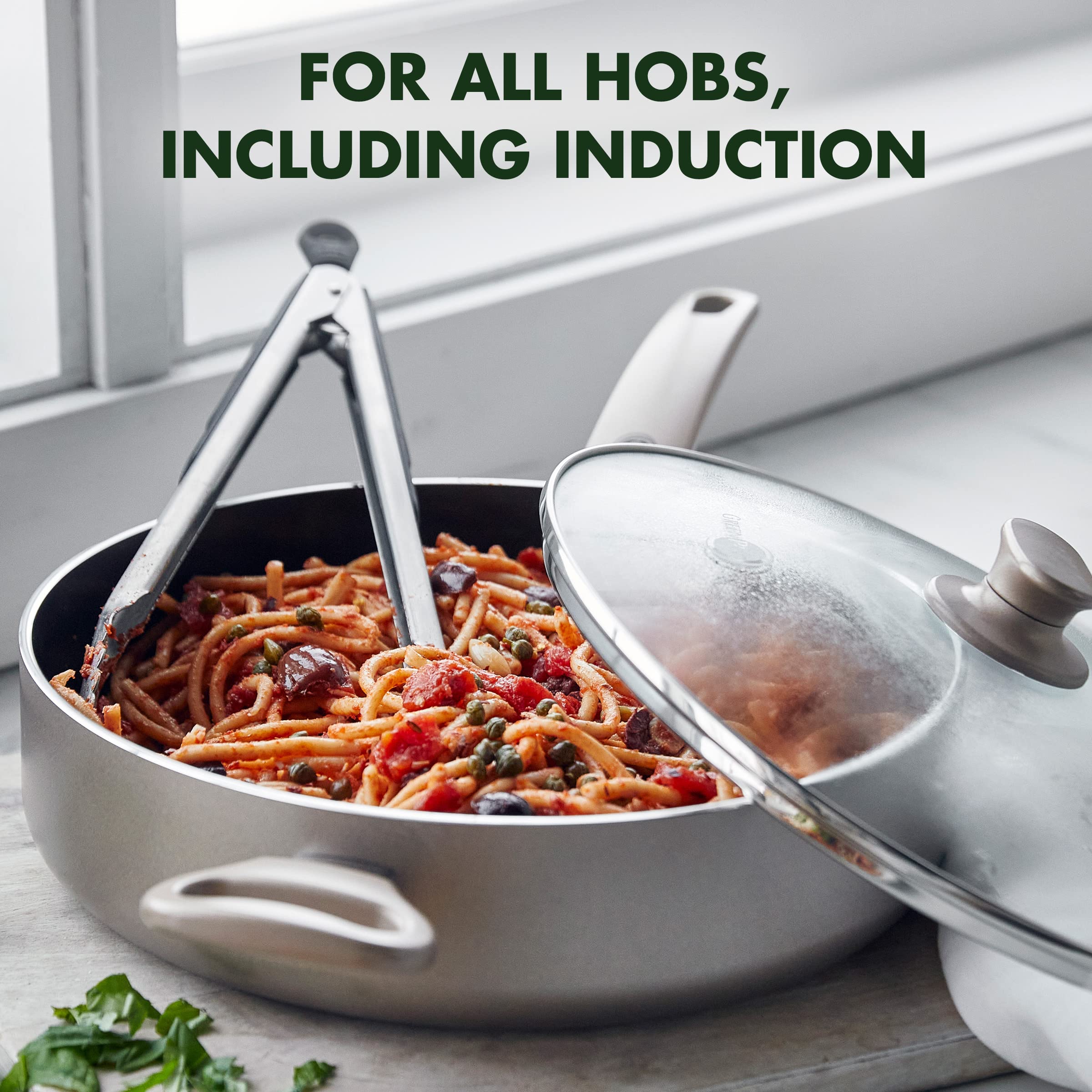 GreenPan CC000791-001 Cambridge 10-Inch Healthy Ceramic Nonstick Fry Pan - PFOA-Free, Induction Compatible, Oven & Dishwasher Safe Sauté Pan with Glass Lid - Bronze Cookware for Healthy Cooking & Frying at Home