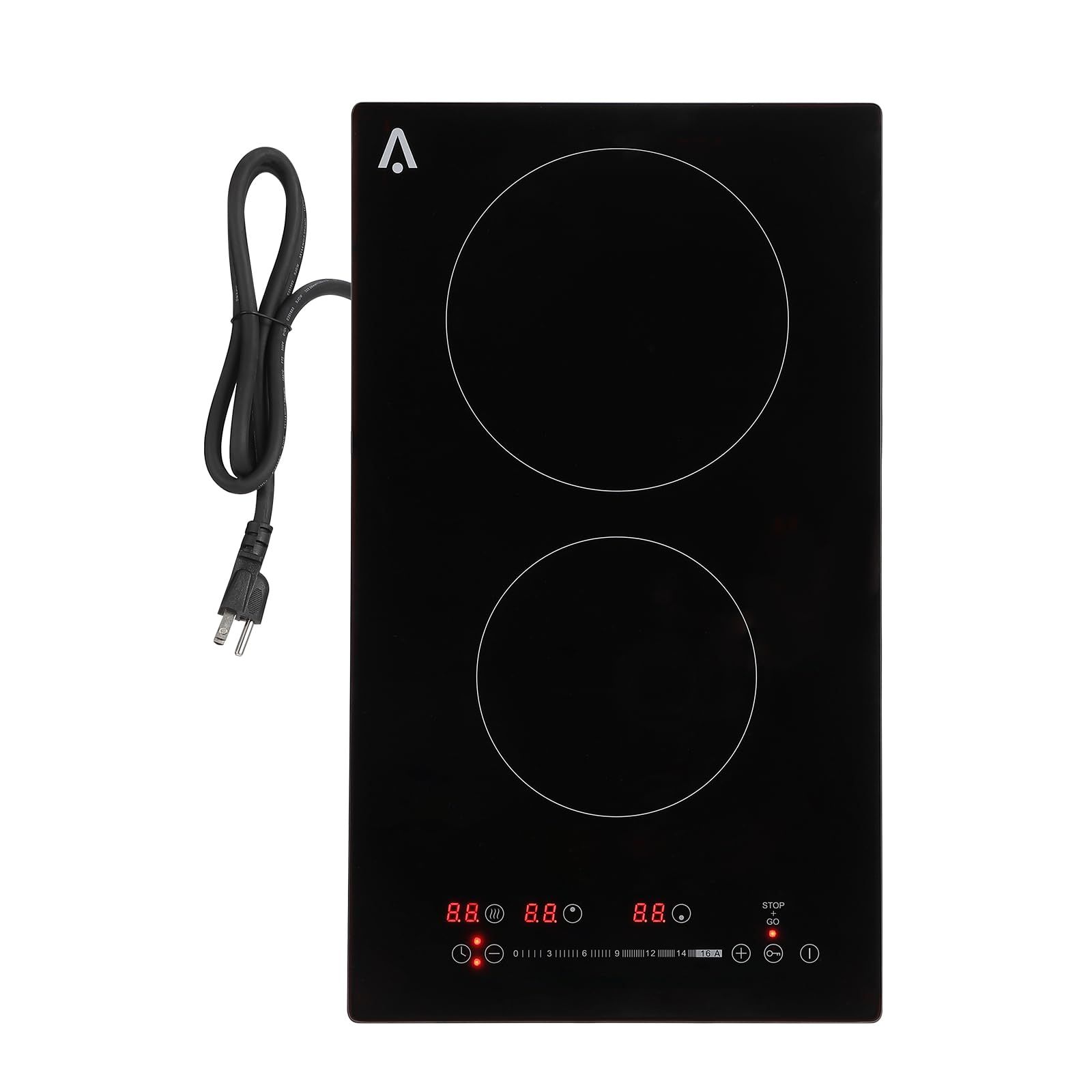 GARVEE 2 Burner Electric Cooktop 1800W Built-In Stove Top with Ceramic Glass Surface, Child Safety Lock & Timer - 11.6 Inch, 120V Black - Perfect for Small Kitchens, Apartments & RVs
