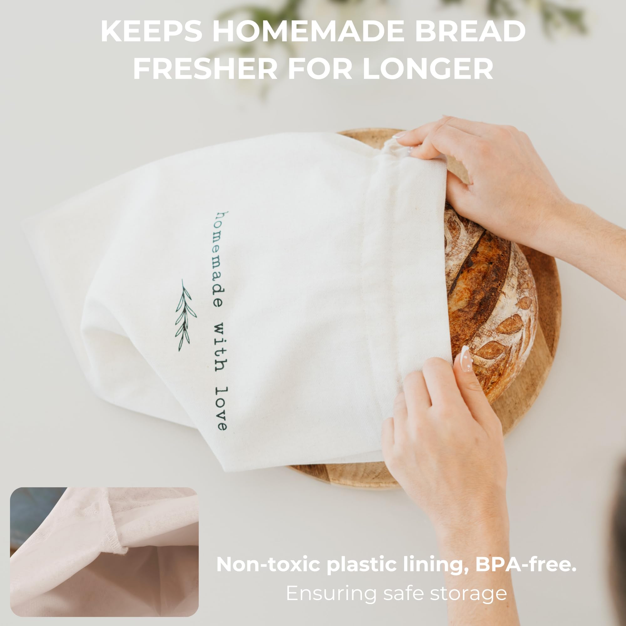 Premium Linen Bread Bag Set with Proofing Cover - Fresh Homemade Sourdough Storage - Reusable & Washable Bread Keeper - Perfect for Artisan Baking, Picnics & Gift Giving