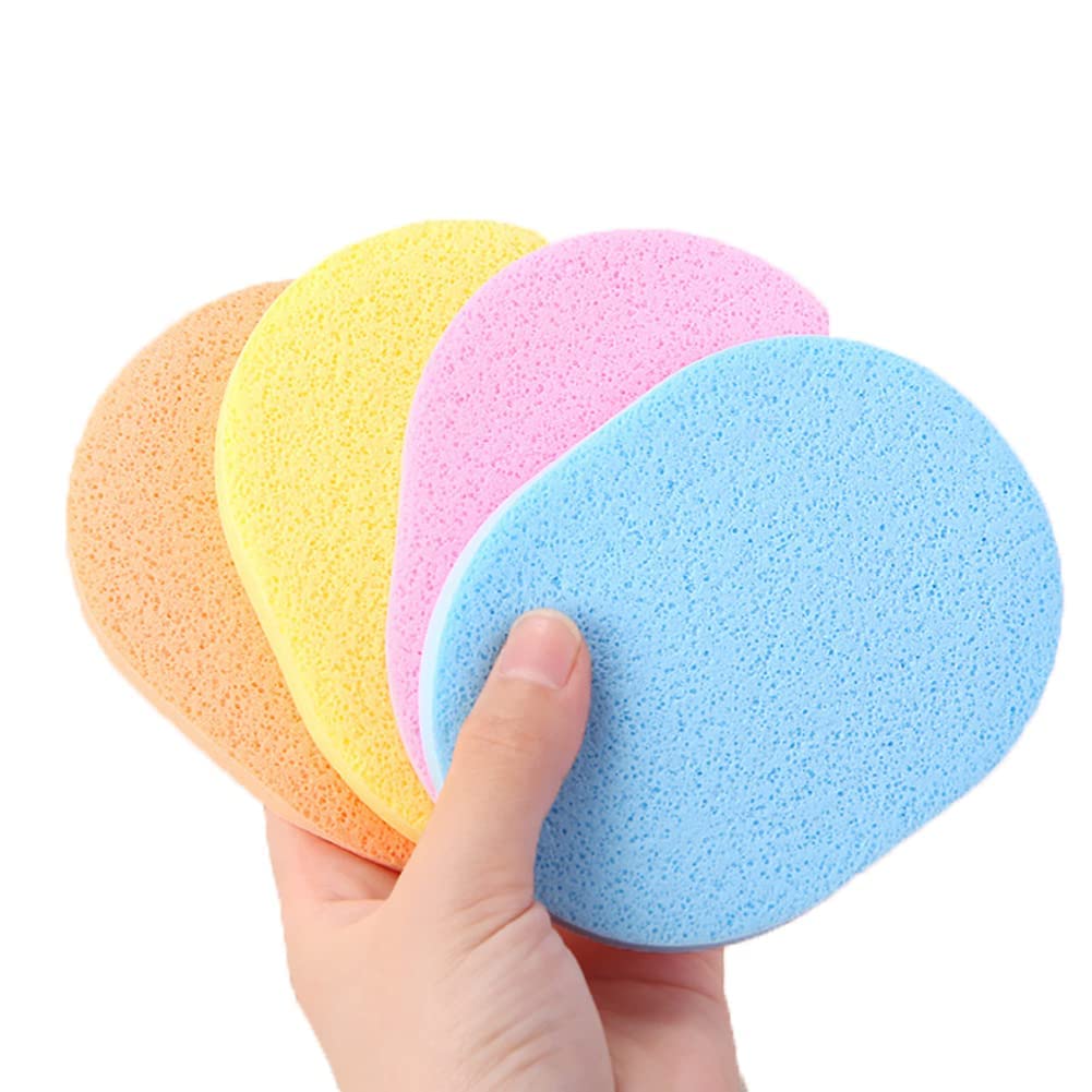Maple 4-Pack Reusable Facial Cleansing Sponges - Gentle Makeup Remover & Exfoliating Puff for Sensitive Skin | Oval Shape for Face Washing & Powder Application | Perfect for Daily Skincare & Travel