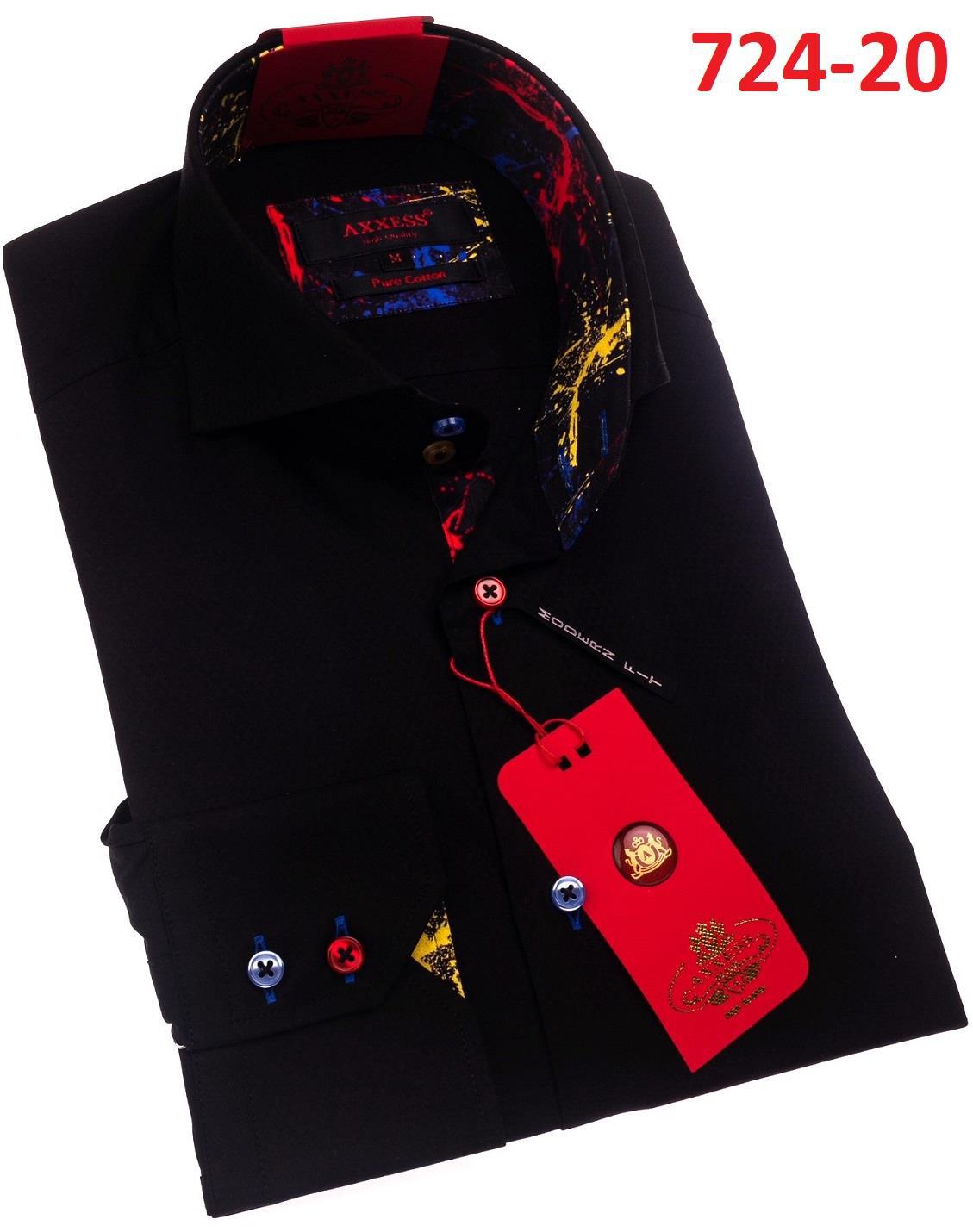 Axxess Modern Fit Stretch Dress Shirt 724 for Men - Comfortable Slim Fit Business Casual Shirt for Office, Party & Daily Wear