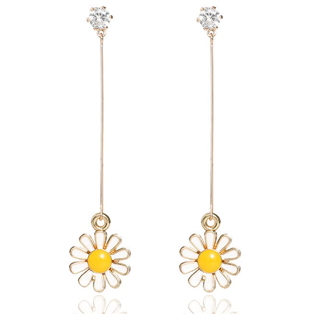 JUCAIBA Daisy Flower Stud Earrings - Cute Chrysanthemum Dangle Earrings for Women & Girls | Little Sunflower Drop Earrings Jewelry | Perfect for Everyday Wear, Parties & Gifts