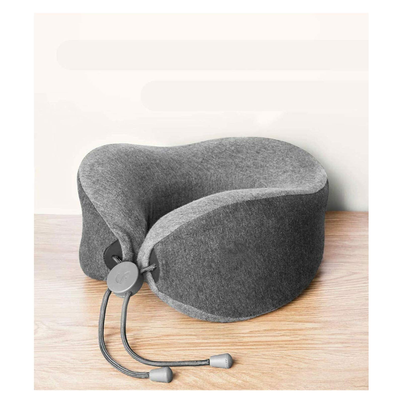 Memory Foam Travel Neck Pillow with Massage Modes - Soft Breathable Cotton Cover, Machine Washable U-Shaped Airplane Pillow (Gray) - Perfect for Long Flights, Road Trips & Office Naps