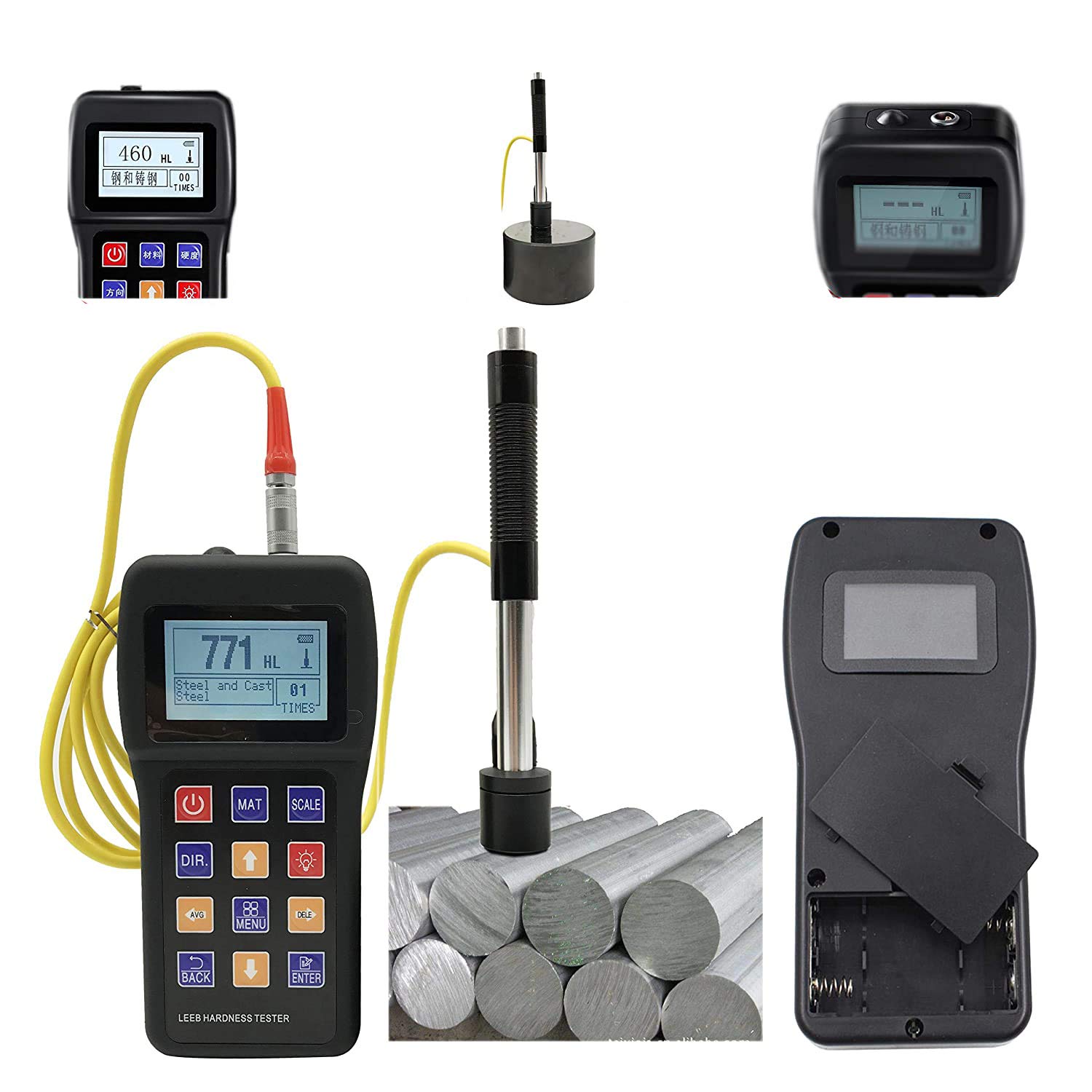 Leeb Hardness Tester - Portable Metal Hardness Gauge for Aluminum, Steel, Iron & Bronze | Measures 10+ Materials | Ideal for Construction, Manufacturing & Quality Control