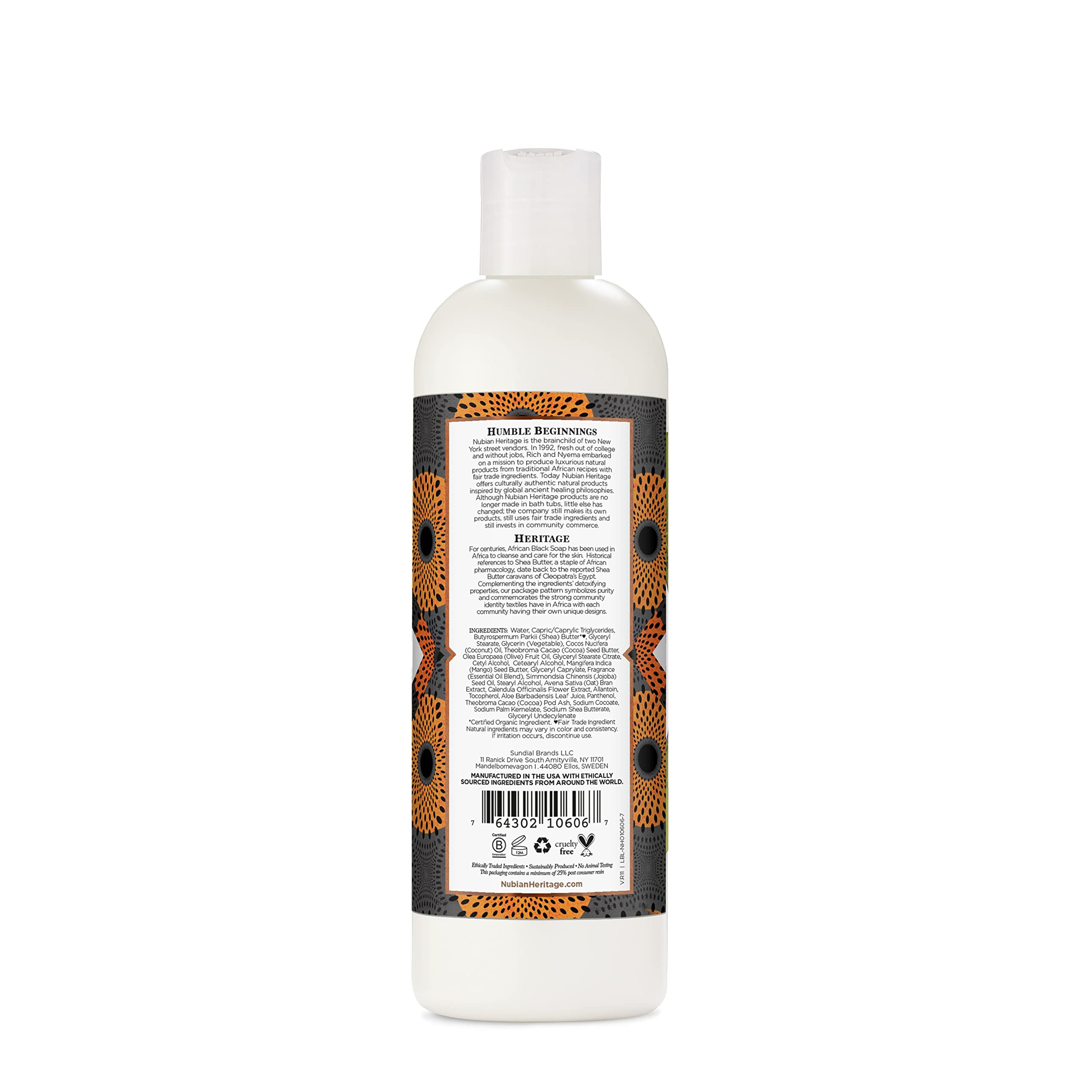 Nubian Heritage African Black Soap Body Lotion for Dry Skin - Paraben Free Moisturizer, 13 oz | Hydrating & Soothing for Sensitive Skin, Daily Skincare Routine
