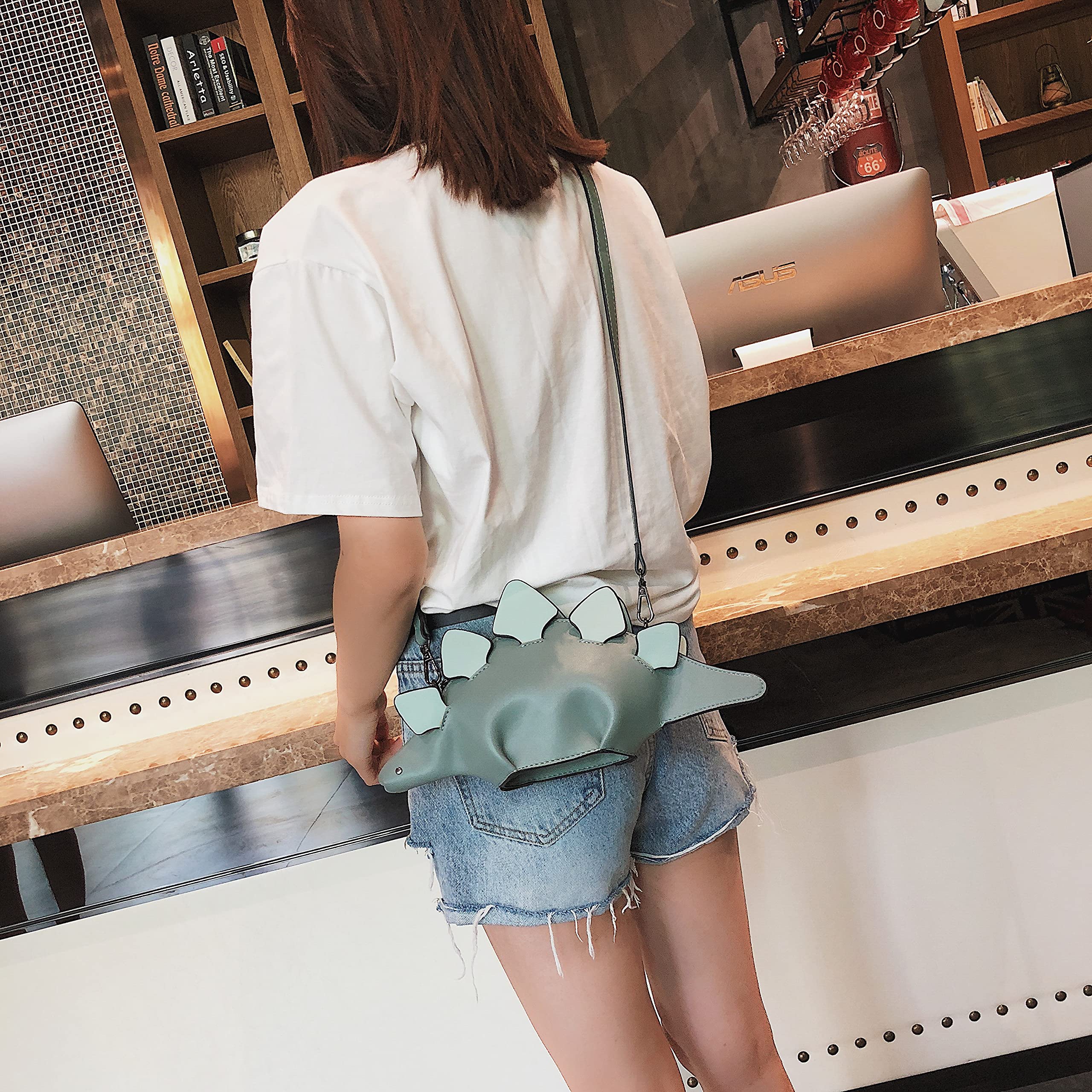 Dinosaur Shoulder Bag for Women - PU Leather Stegosaurus Crossbody Purse, Fashionable Dinosaur Themed Handbag for Girls, Teens & Women - Perfect for School, Work, Travel & Cosplay