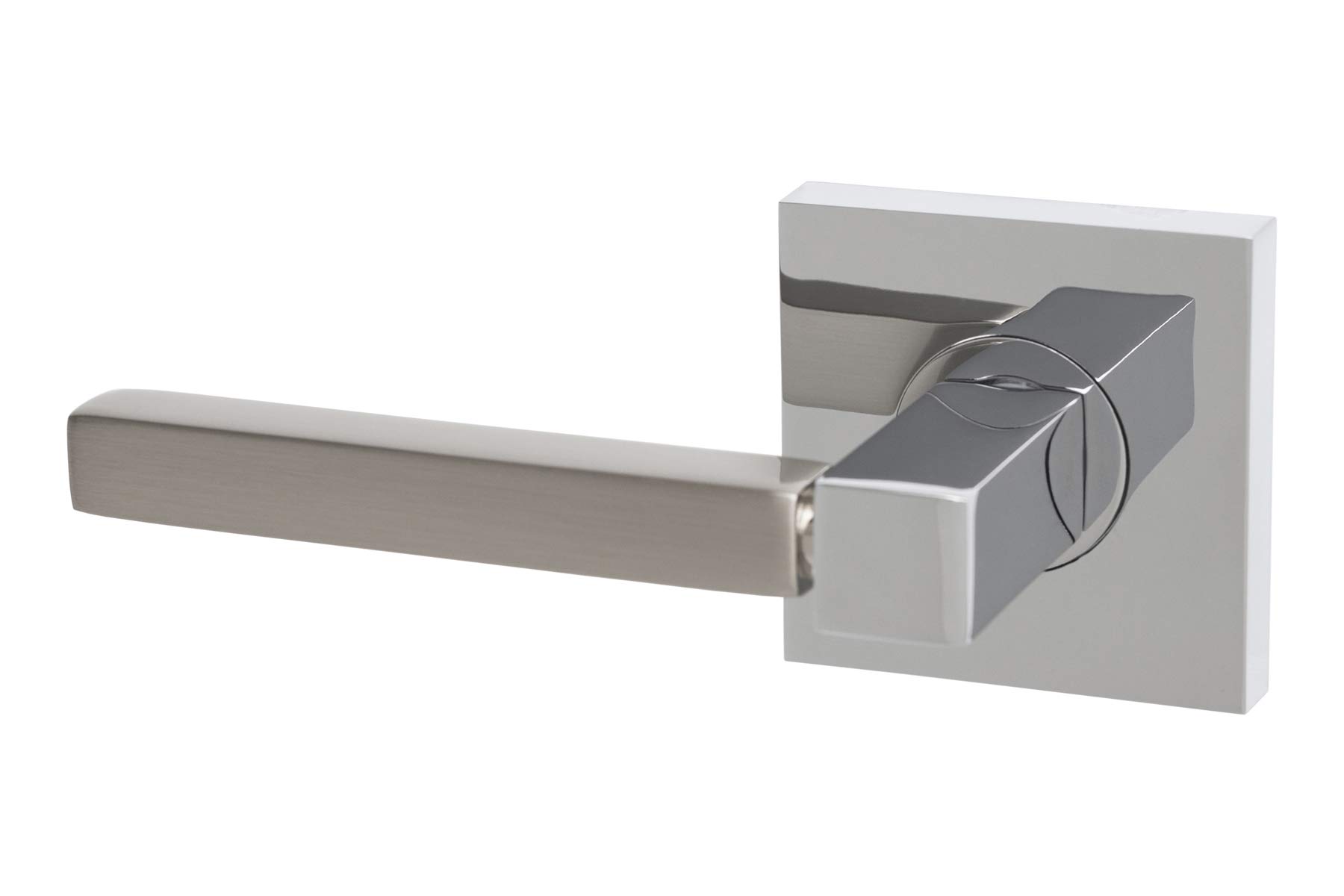 Texel Modern Two Tone Interior Door Lever - Chrome & Satin Nickel Finish - Passage, Privacy & Dummy Function - Perfect for Closet, Hallway & Bedroom Doors