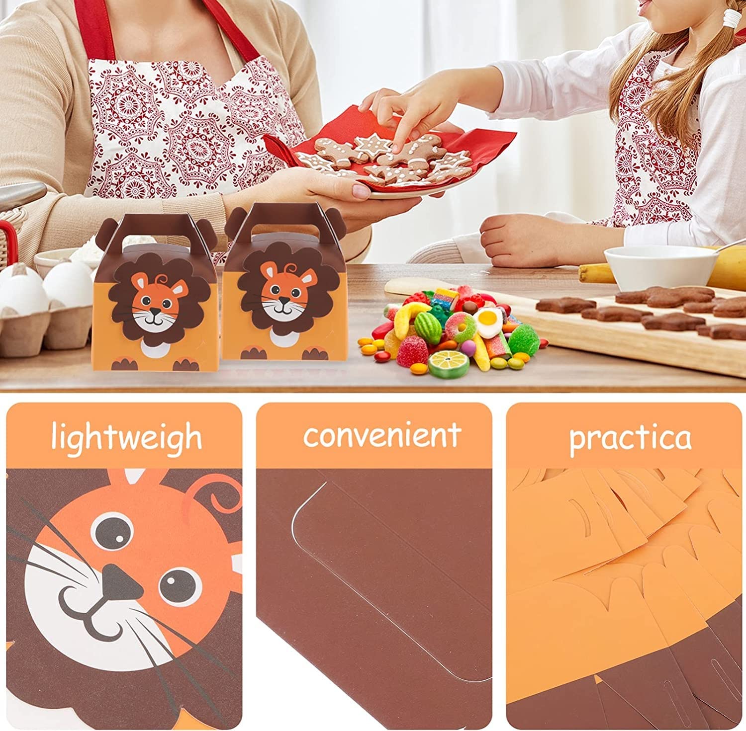 20-Piece Lion Printed Decorative Folding Storage Box Set - Perfect for Kids Birthday Gifts, Party Favors, Chocolate & Dry Fruit Packaging - Reusable Cardboard Gift Boxes for Home Organization & Party Decor