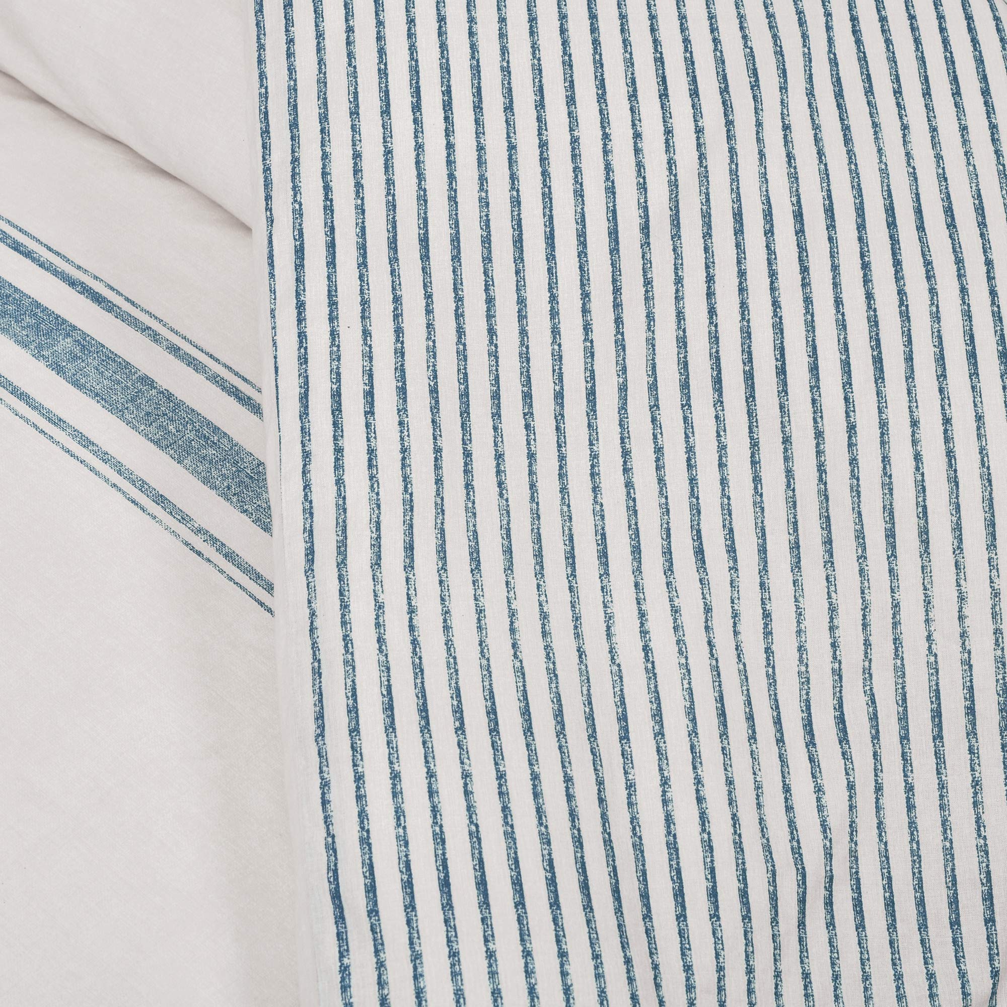 Lush Decor Farmhouse Stripe Comforter Set - Full/Queen Size Blue & White Cotton Bedding - Perfect for Rustic & Modern Bedroom Decor