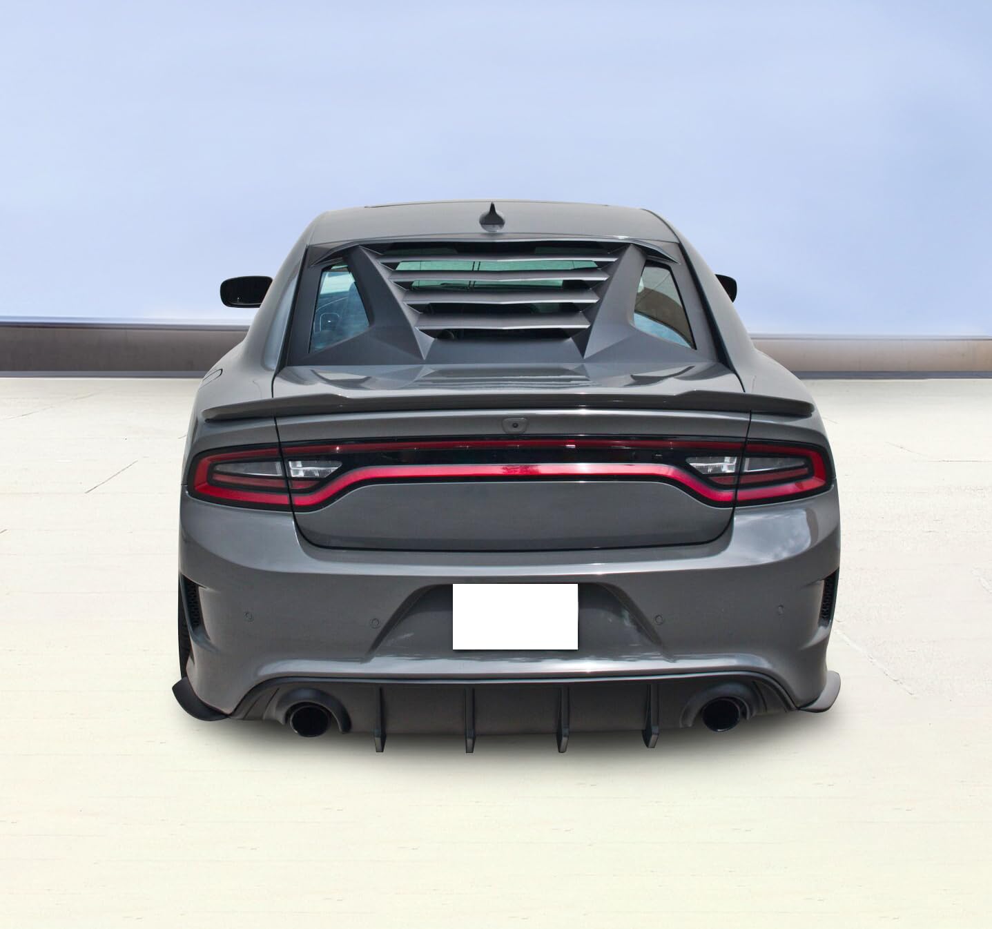 IKON MOTORSPORTS V2 Style Rear Window Louver for 2011-2023 Dodge Charger - Unpainted Black ABS Vent Cover | Enhances Style & Airflow for Muscle Cars