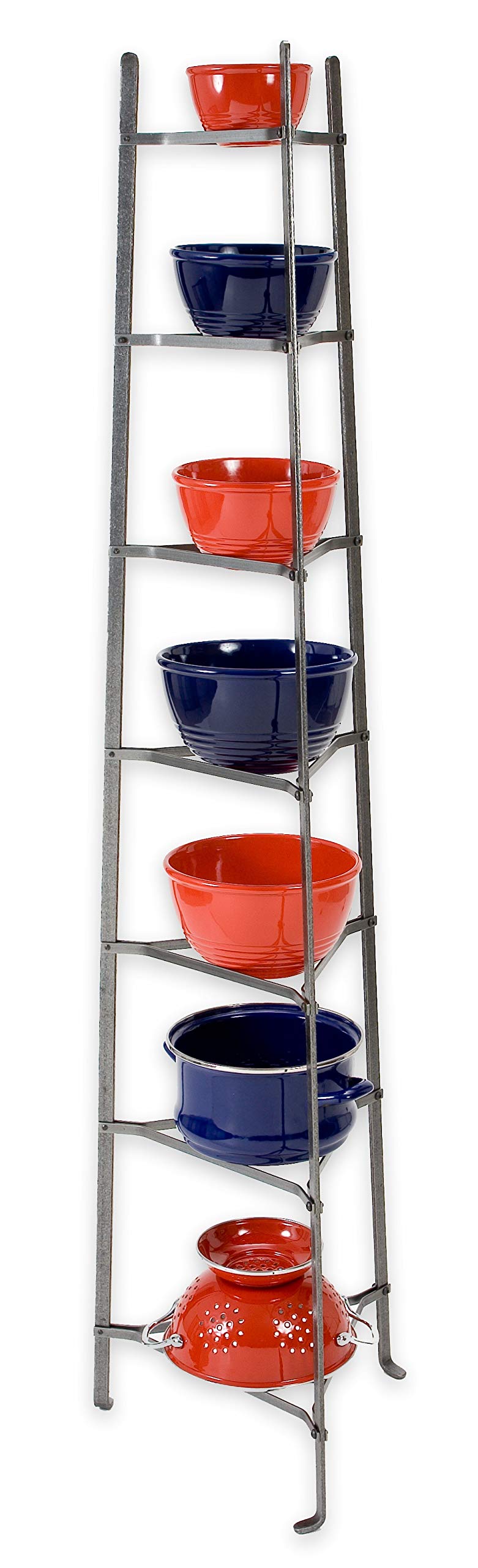 Enclume Handcrafted 7-Tier Gourmet Cookware Stand - Hammered Steel Kitchen Organizer (Unassembled) - Perfect for Storing Pots, Pans & Utensils in Restaurants & Home Kitchens