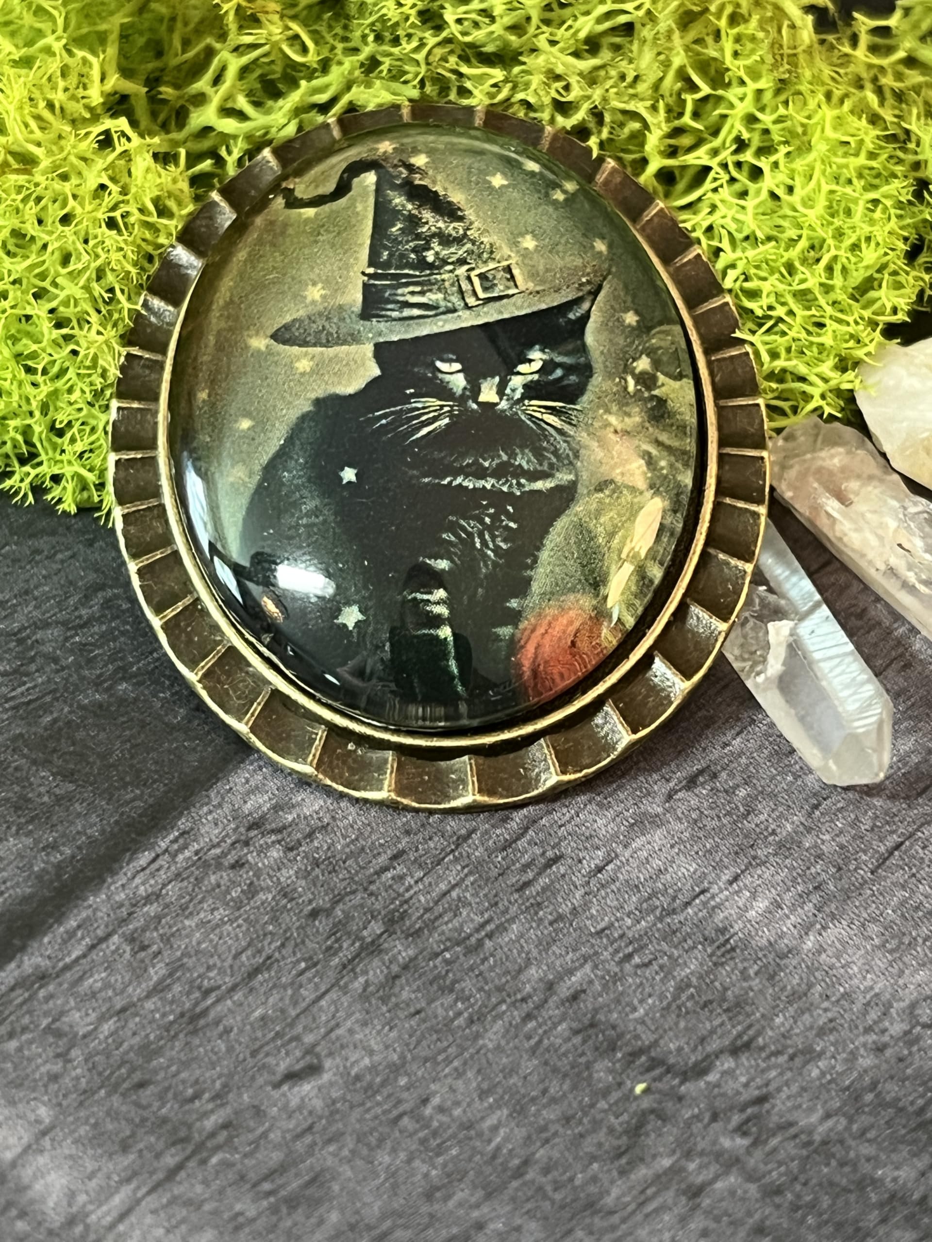 Black Cat Brooch Pin - Witch Hat Halloween Jewelry for Women | Cute Gothic Cat Accessories for Costume, Jacket, Scarf & Bag Decoration