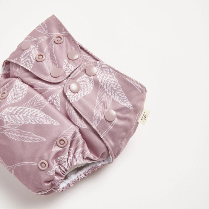 EcoNaps Modern Cloth Diaper | Reusable Washable Baby Nappy | Soft Breathable Organic Cotton | Mauve Native Print | Perfect for Daycare, Travel & Eco-Friendly Parenting