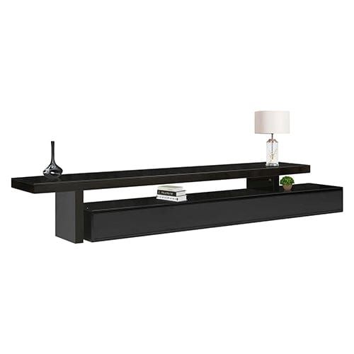 Black Glossy MDF TV Stand with 3 Storage Drawers - Extendable Entertainment Center for Living Room, Bedroom & Home Theater Setup