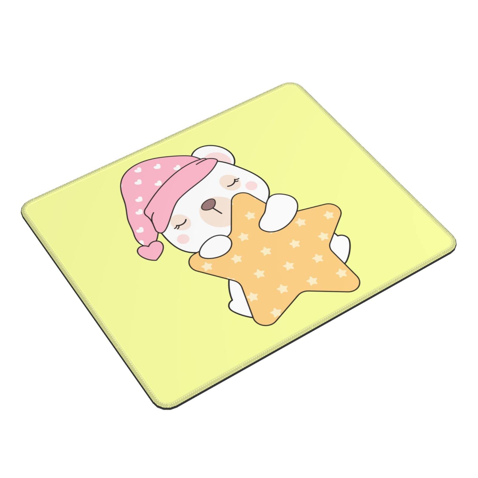 Cute Bear Sleeping on Stars Mouse Pad - 10x12 Inch Non-Slip Rubber Base Computer Mouse Mat for Office, Laptop, Gaming & Home Workspace - Perfect for Work, Study and PC Gaming Setup