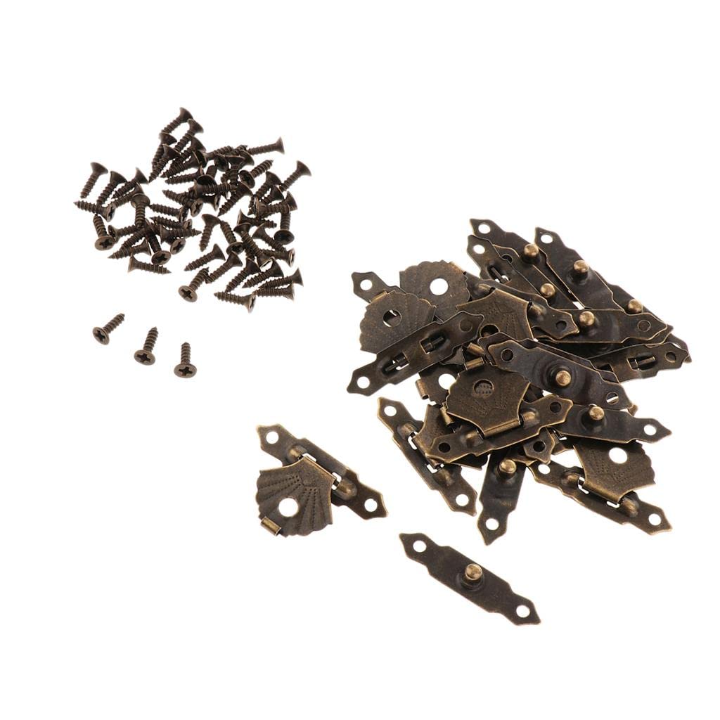 12pcs Antique Buckle Wooden Jewelry Box Latch - Decorative Hasp with Screws for DIY Craft, Vintage Chest & Gift Packaging (Brown)