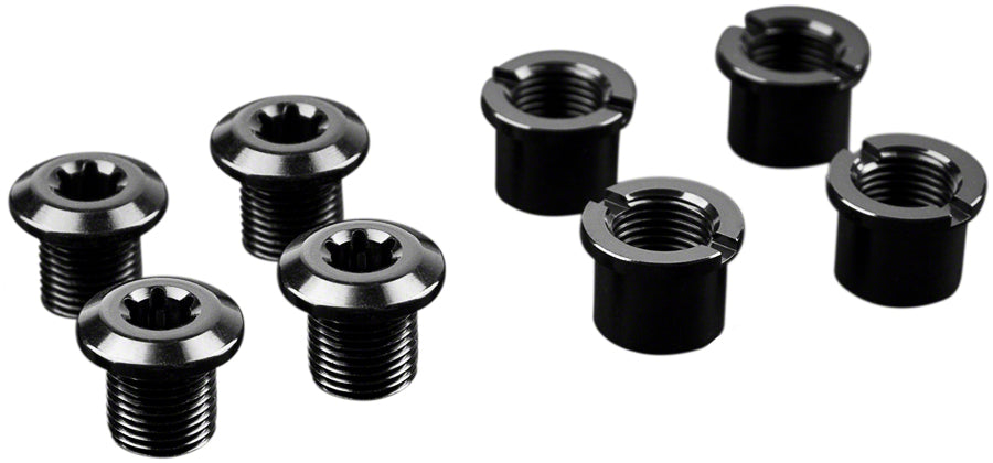 absoluteBLACK Chainring Bolt Set - Short Bolts and Nuts (4-Piece, Black) | Perfect for Bicycle Maintenance & MTB Upgrades