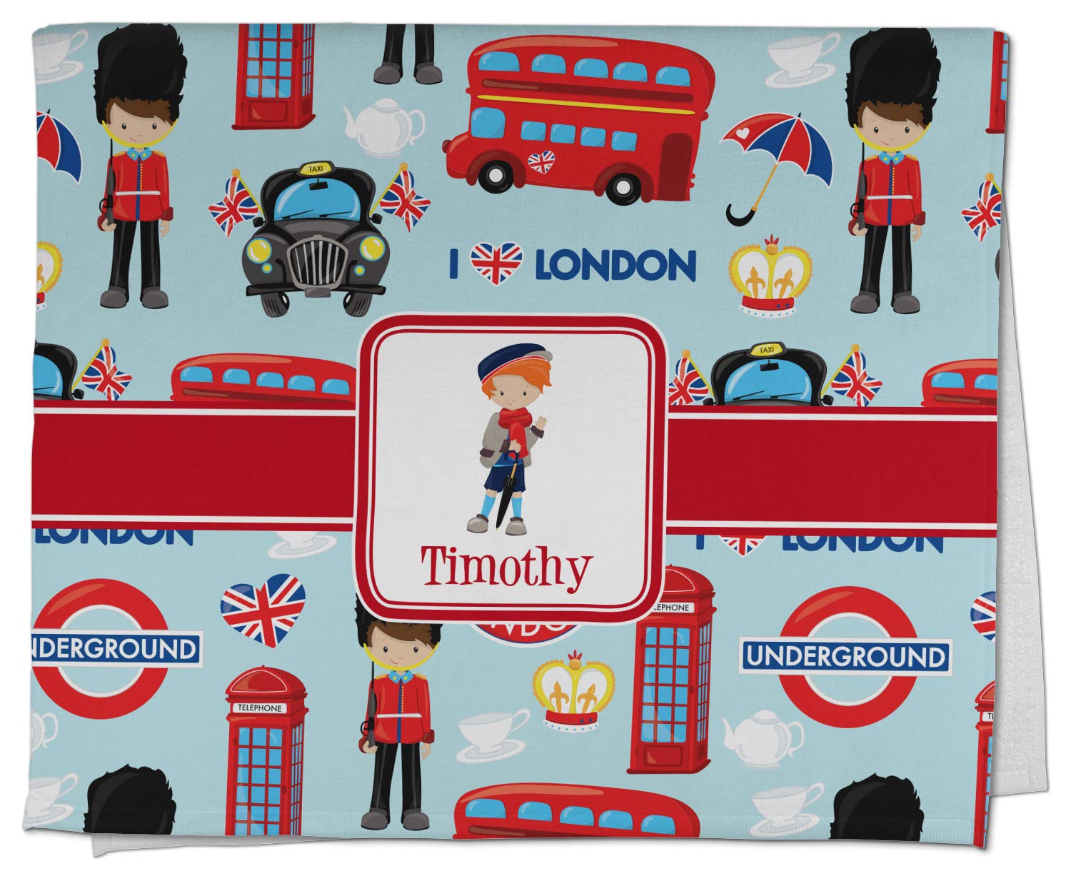 Custom Personalized London Themed Kitchen Towel - 100% Poly Cotton with Name or Text - Perfect for Home Decor, Housewarming Gifts & British-Themed Kitchens
